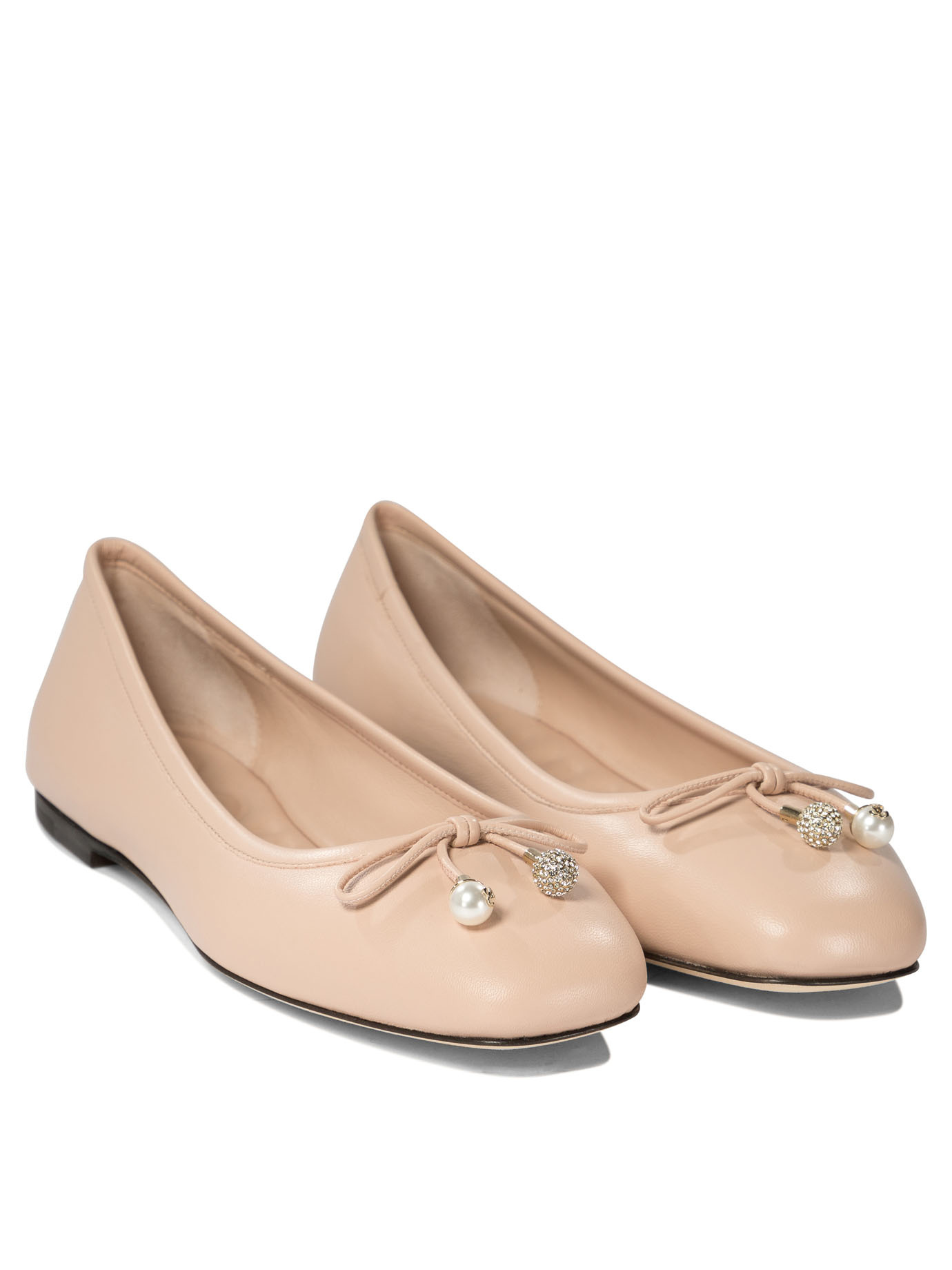 Jimmy Choo Elme Flat Leather Ballet Flats In Neutral
