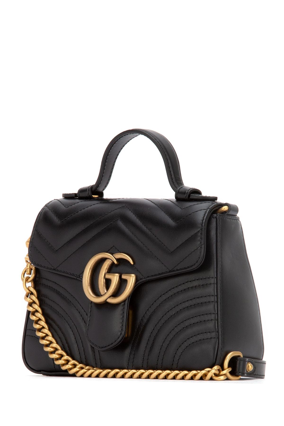 Gucci Gg Marmont Mini Top Handle Bag In Black