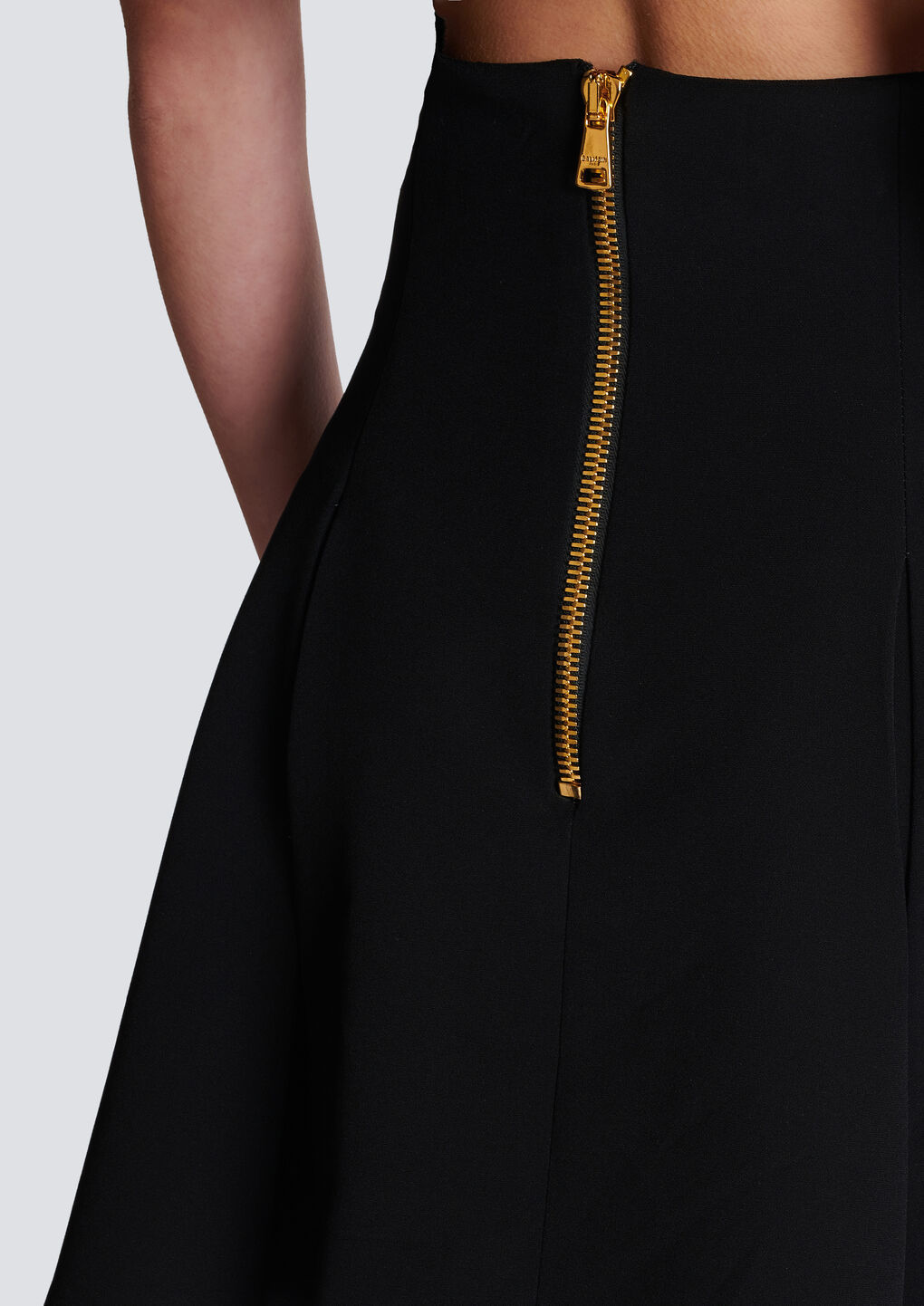 Balmain Pleated A-line Miniskirt In Black