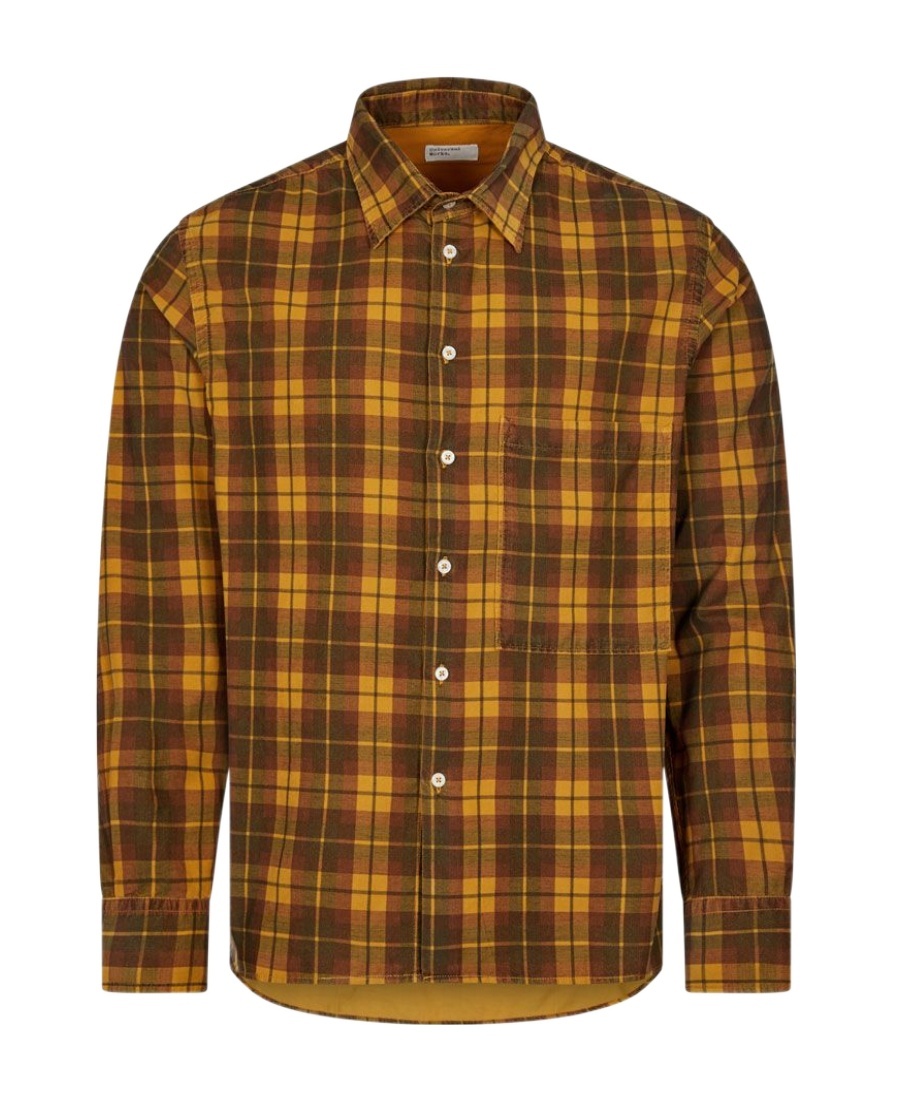 Universal Works Cord Check Shirt In Brown