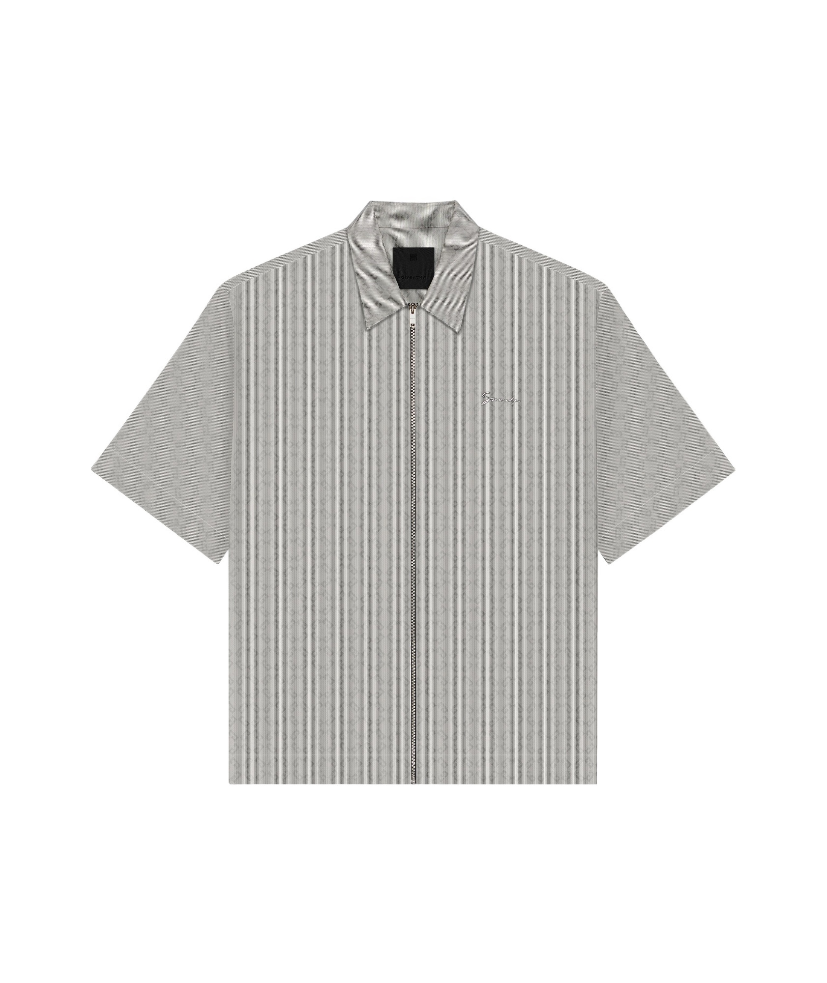 Givenchy Zipped Shirt In Monogram 72 Jacquard In Gray