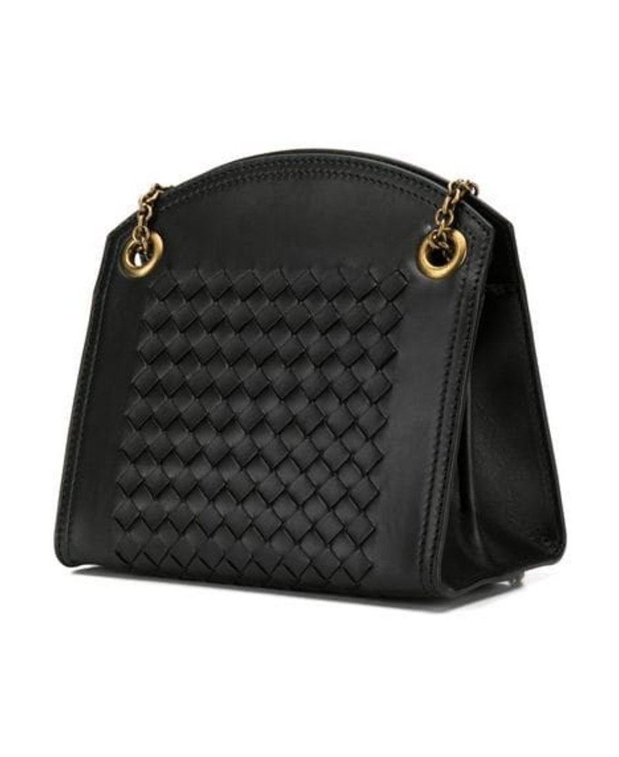 Bottega Veneta Intrecciato Mini Shoulder Bag In Black