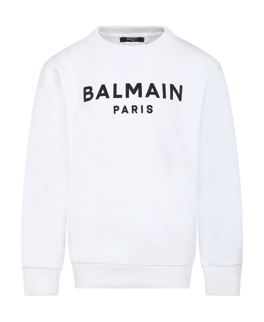 Balmain Logo-print Cotton Sweatshirt In White