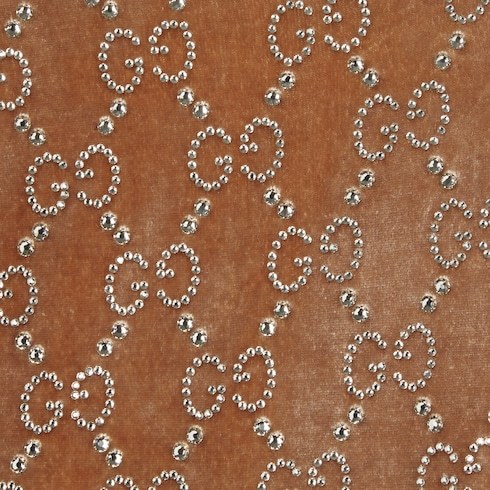 Gucci Gg Crystal Embroidered Leggings In Brown