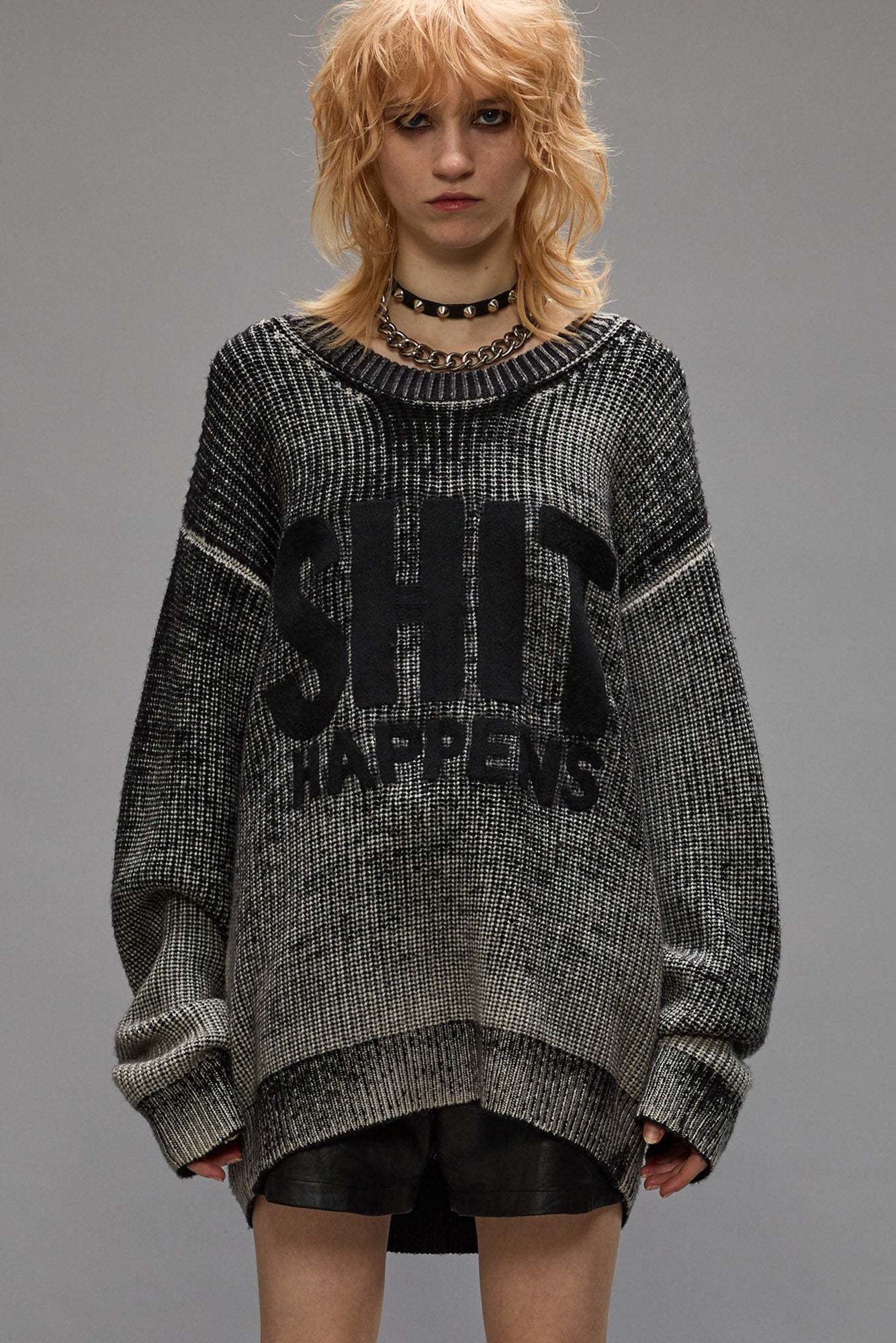 R13 REVERSE-PRINTED WOOL JUMPER