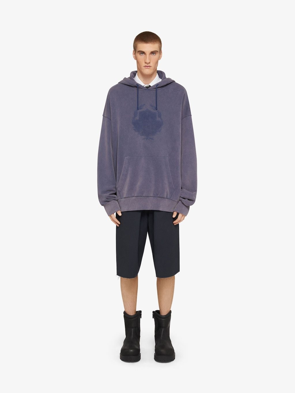 Givenchy Shadow Oversized Hoodie In Fleece In Purple