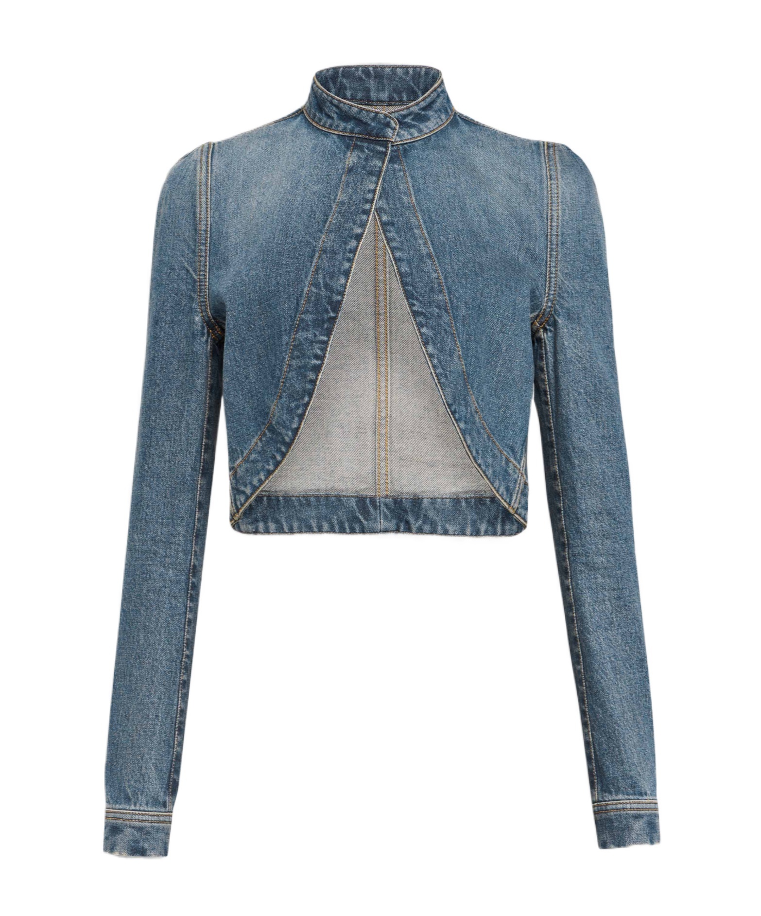 Alaïa Women Short Blue Denim Jacket In Blue