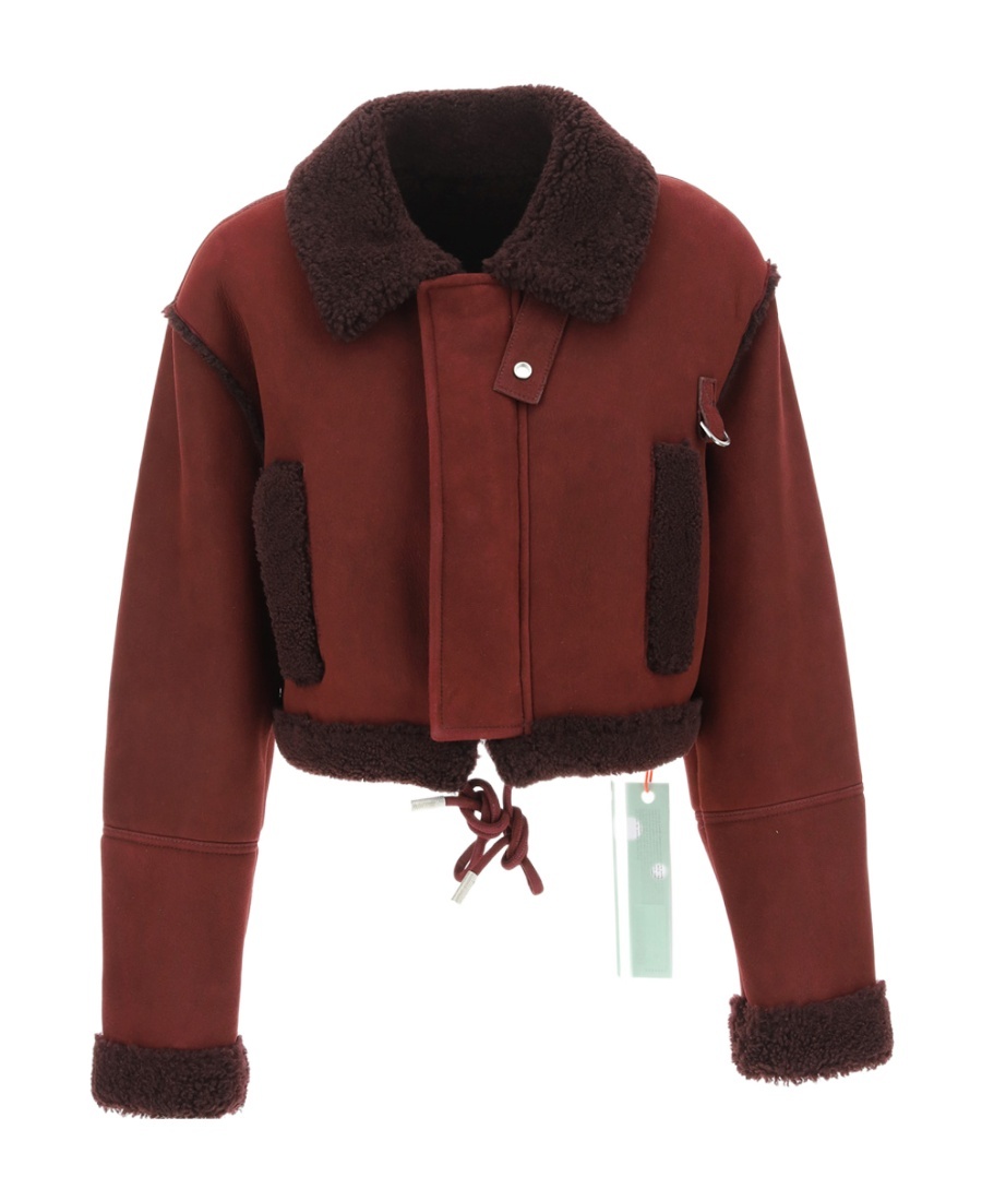 Off-white Cropped Shearling Jacket In Red