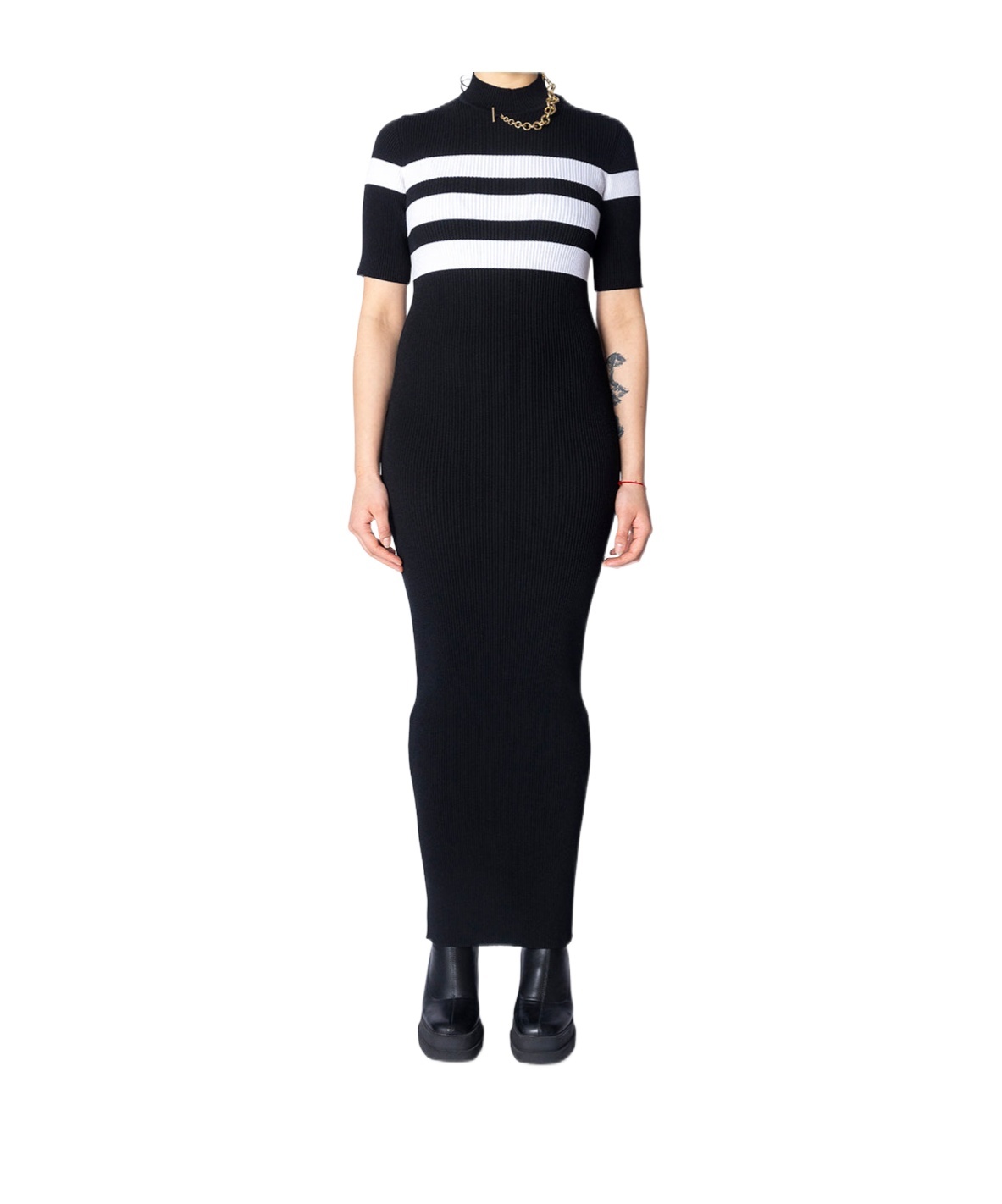 Shop Jean Paul Gaultier Striped Maxi Dress In Black