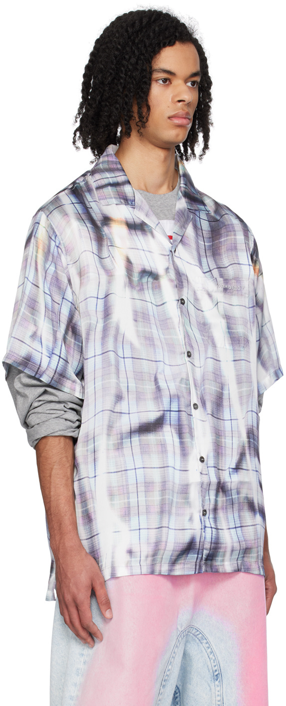 Y/project Check Print Oversized Shirt In White