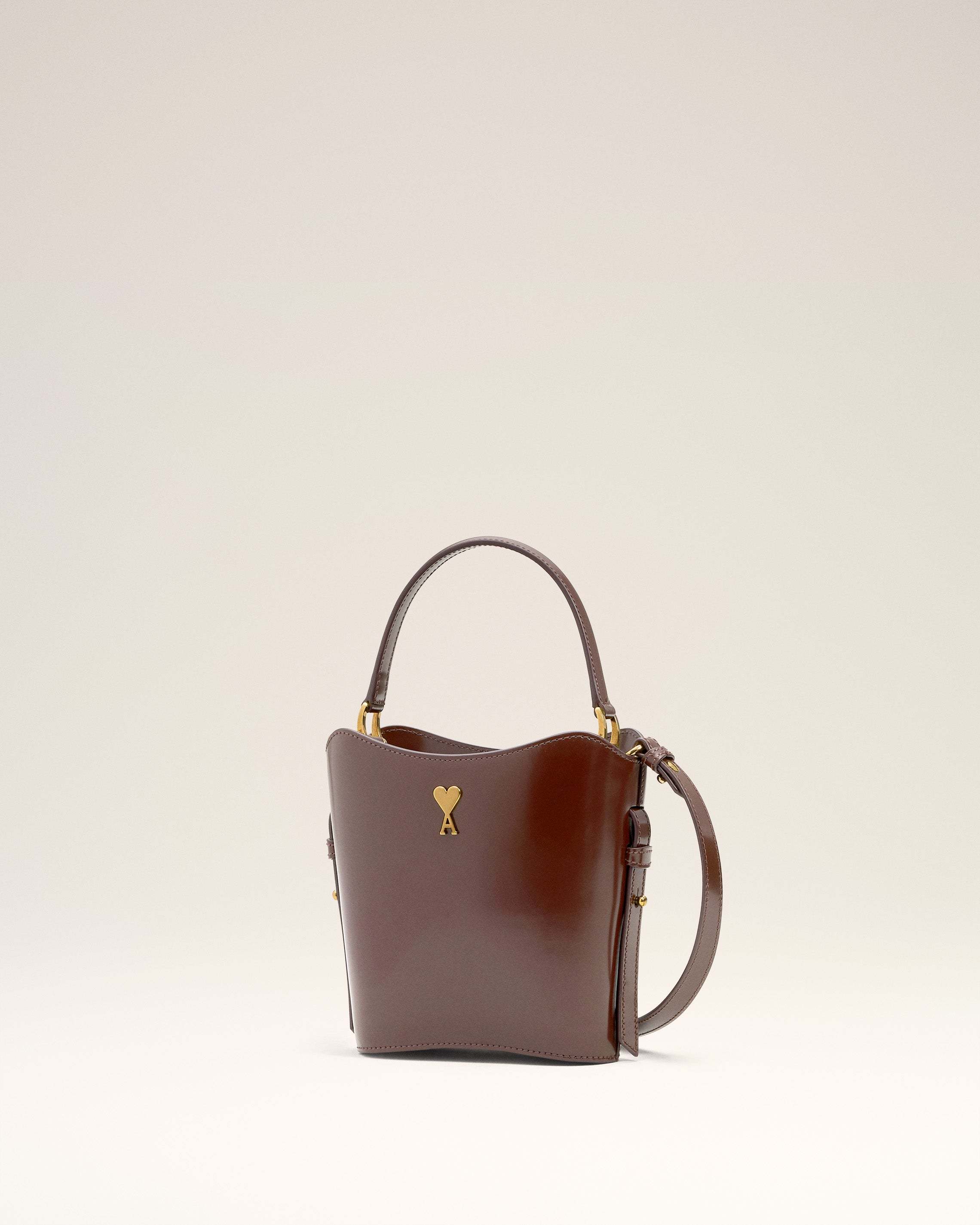 Ami Alexandre Mattiussi Ami Paris Mini Drawstring Bucket Bag In Brown