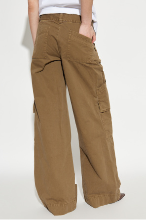 Off-white Garment Dyed Cargo Trousers In Brown