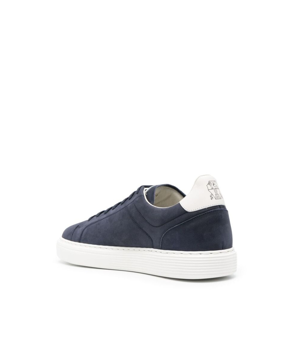 Brunello Cucinelli Nubuck-leather Low-top Sneakers In Black