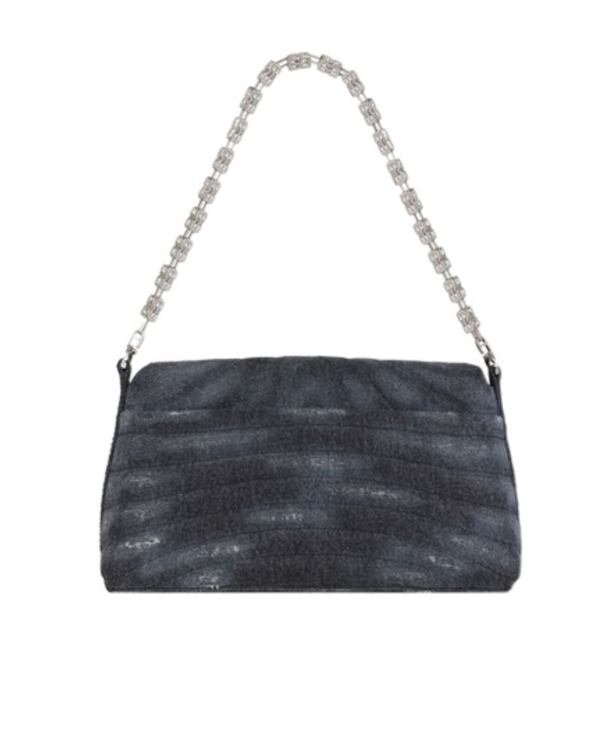 Givenchy Logo Plaque Denim Quilted Small Shoulder Bag In Black
