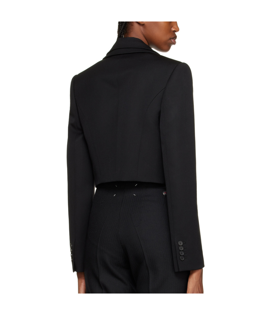 Alexander Mcqueen Cropped Wool Blazer In Black