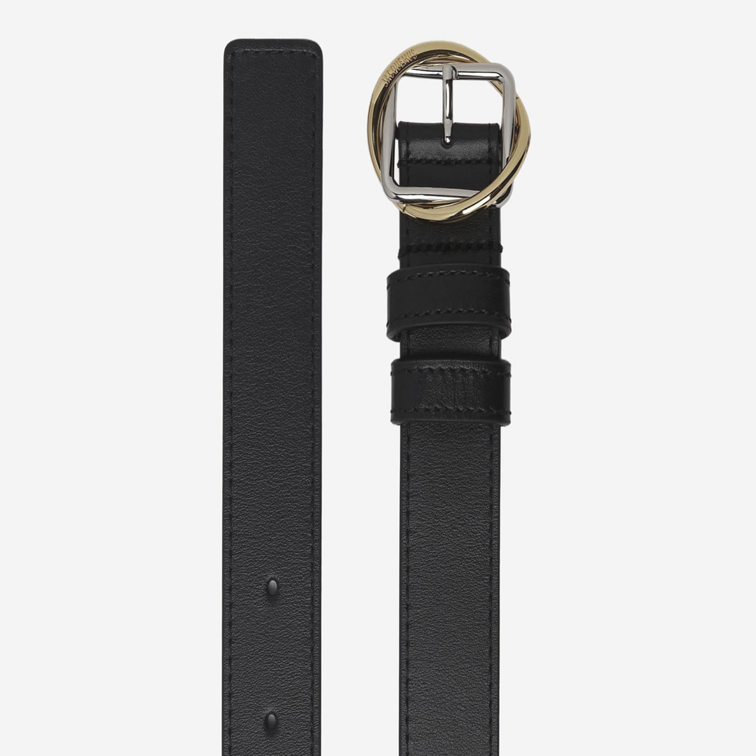 Jacquemus Two-tone Metal Buckle Belt In Black