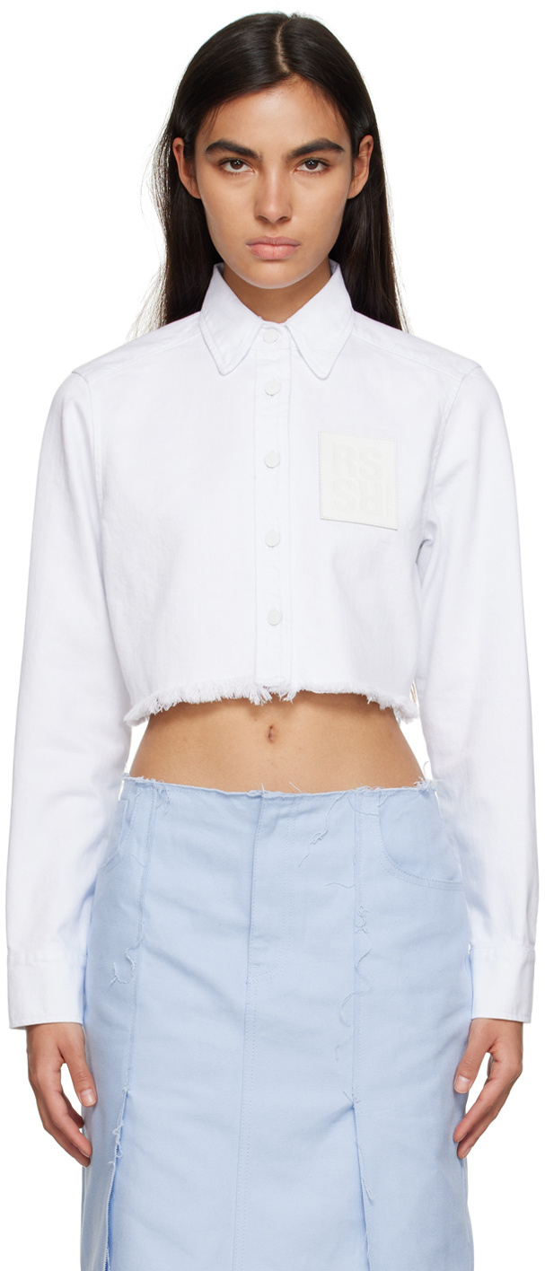 RAF SIMONS LOGO-PATCH CROPPED SHIRT