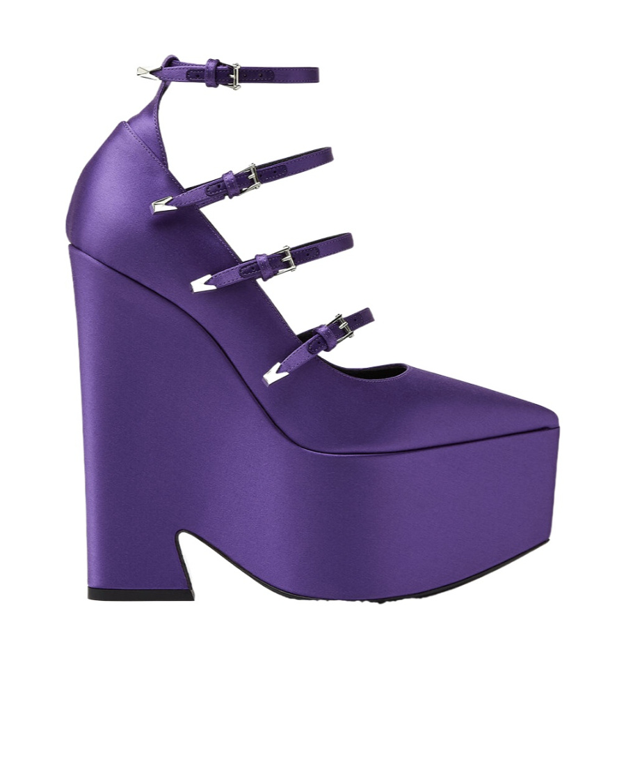 Versace Purple Pointed Toe Pumps In Purple