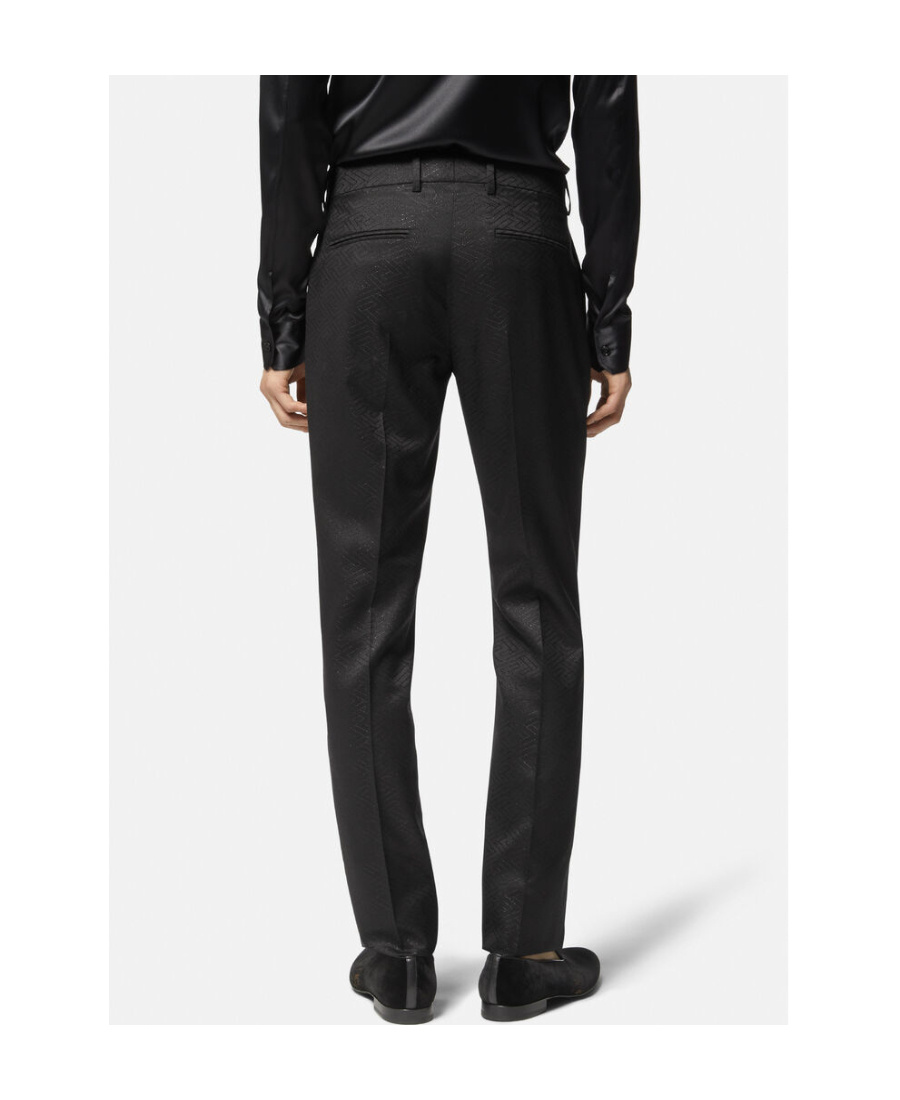 Versace La Greca Straight-leg Trousers In Black