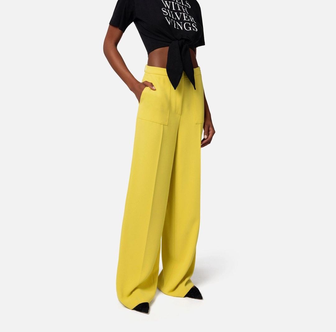 ELISABETTA FRANCHI WIDE-LEG CREPE TROUSERS