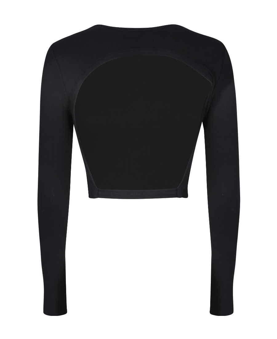 Msgm Cropped Black T-shirt In Black
