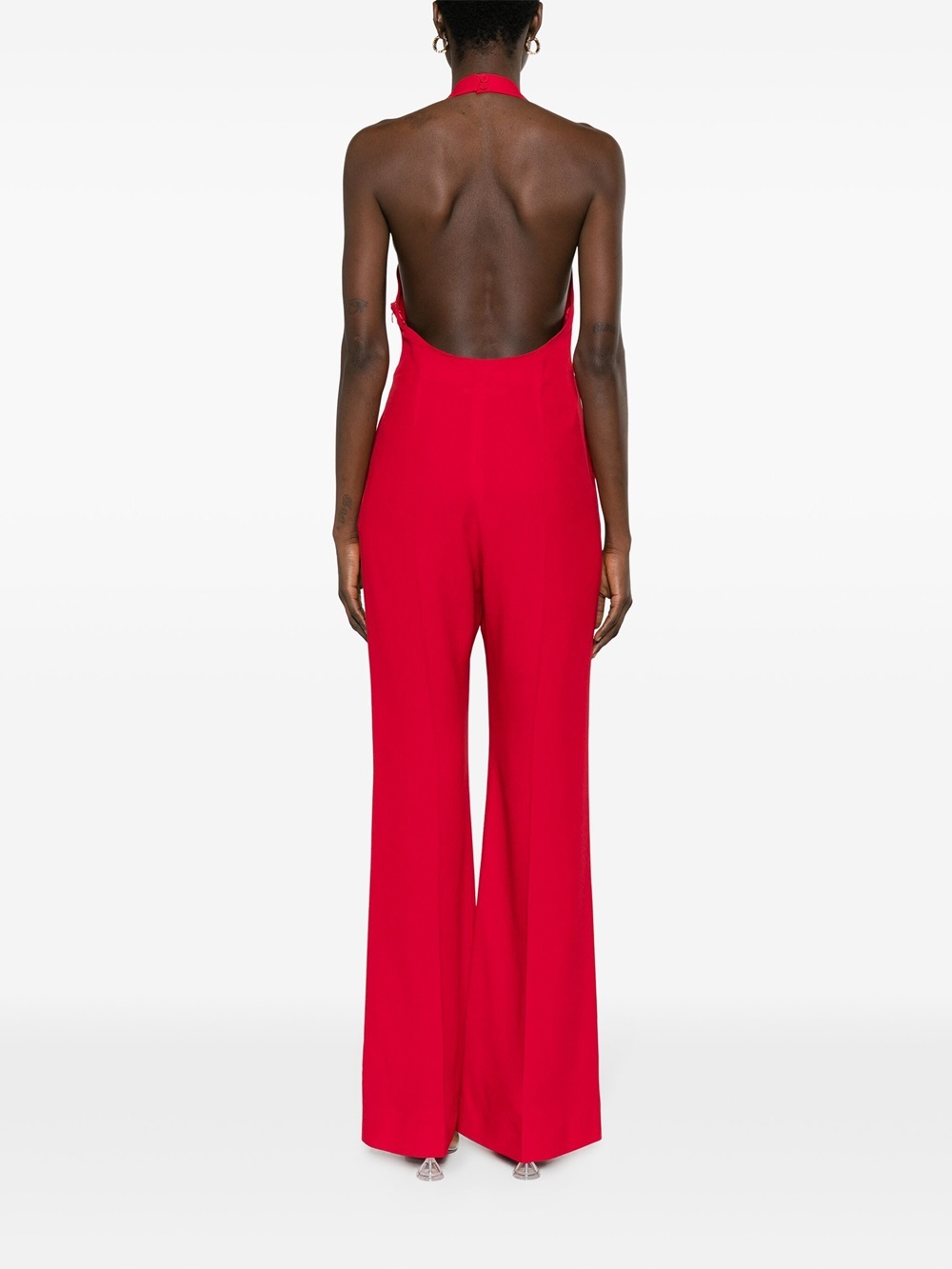 Moschino Jumpsuit With Halter Neck And Padlock Detail In Red
