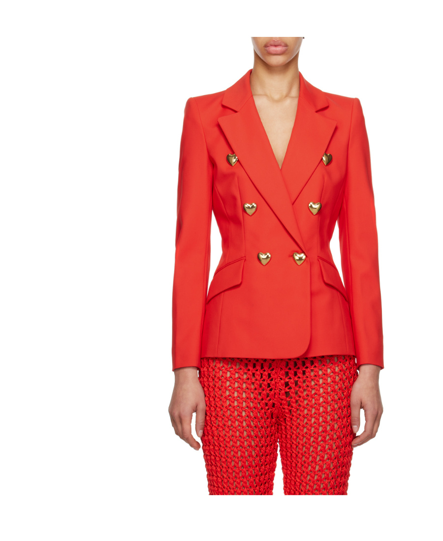 Moschino Red Heart Buttons Blazer In Red