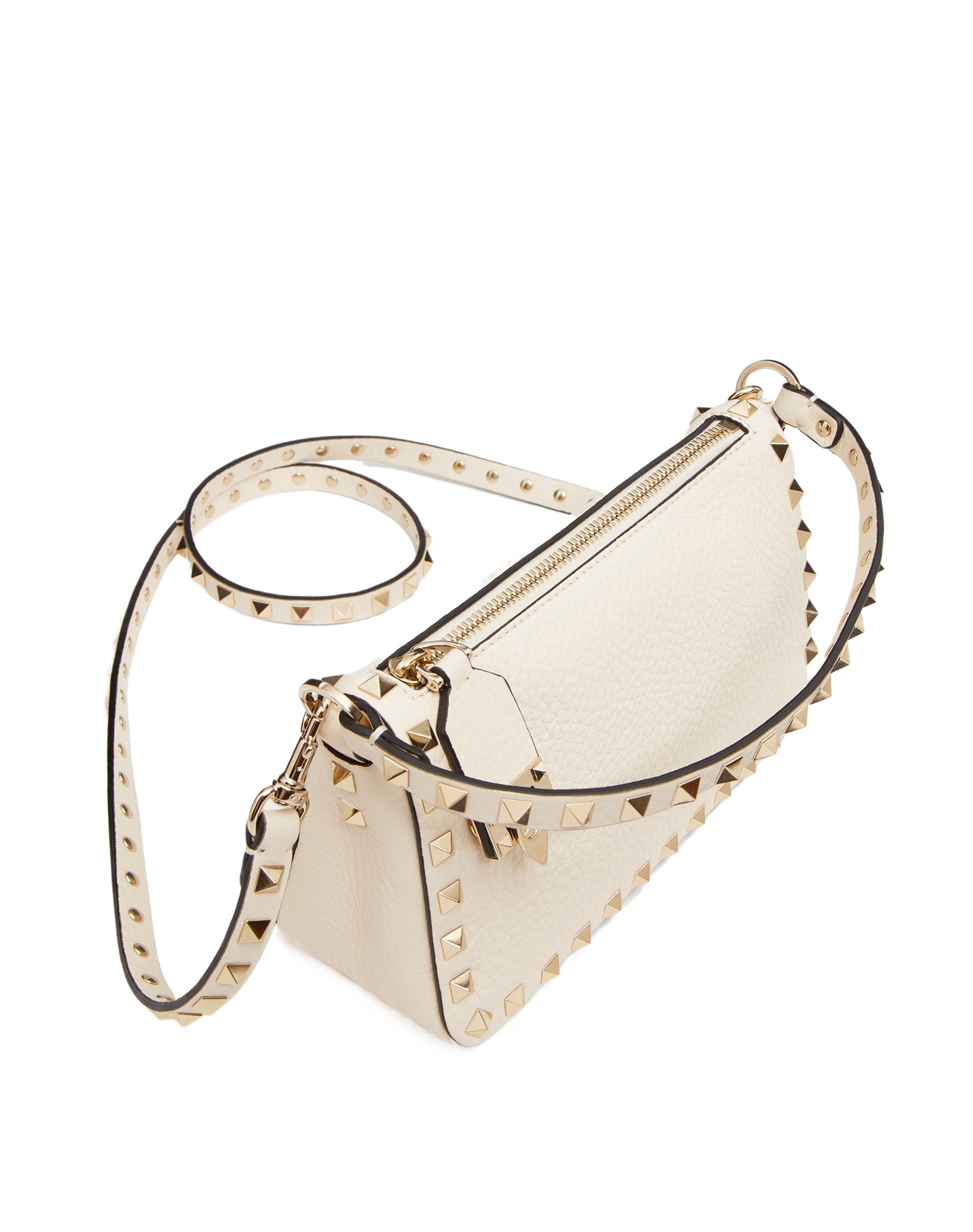Valentino Garavani Women Rockstud Small Leather Shoulder Bag In White