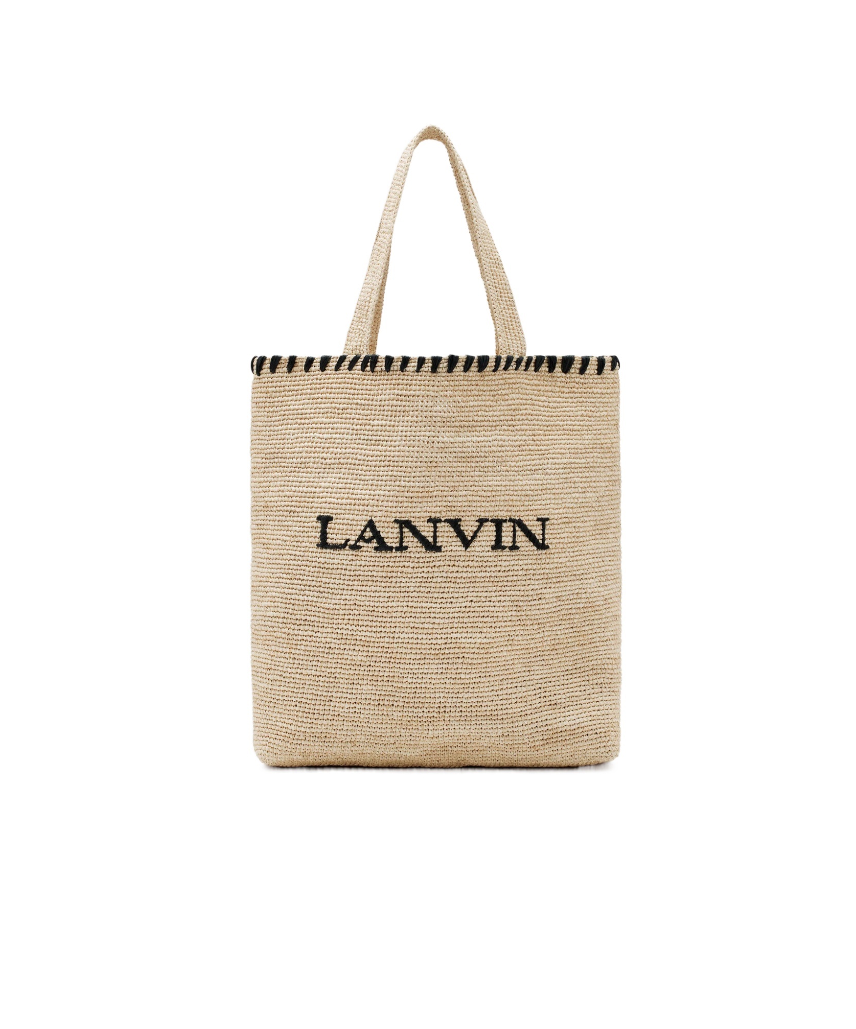 Lanvin Raffia Tote Bag In Black