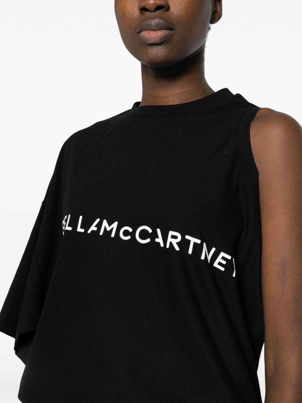 Stella Mccartney Asymmetric Cotton Top In Black