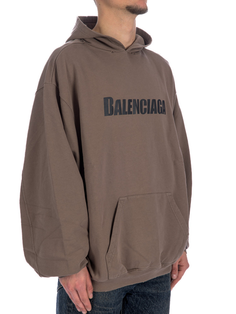 Balenciaga Logo Printed Distressed Hoodie In Green