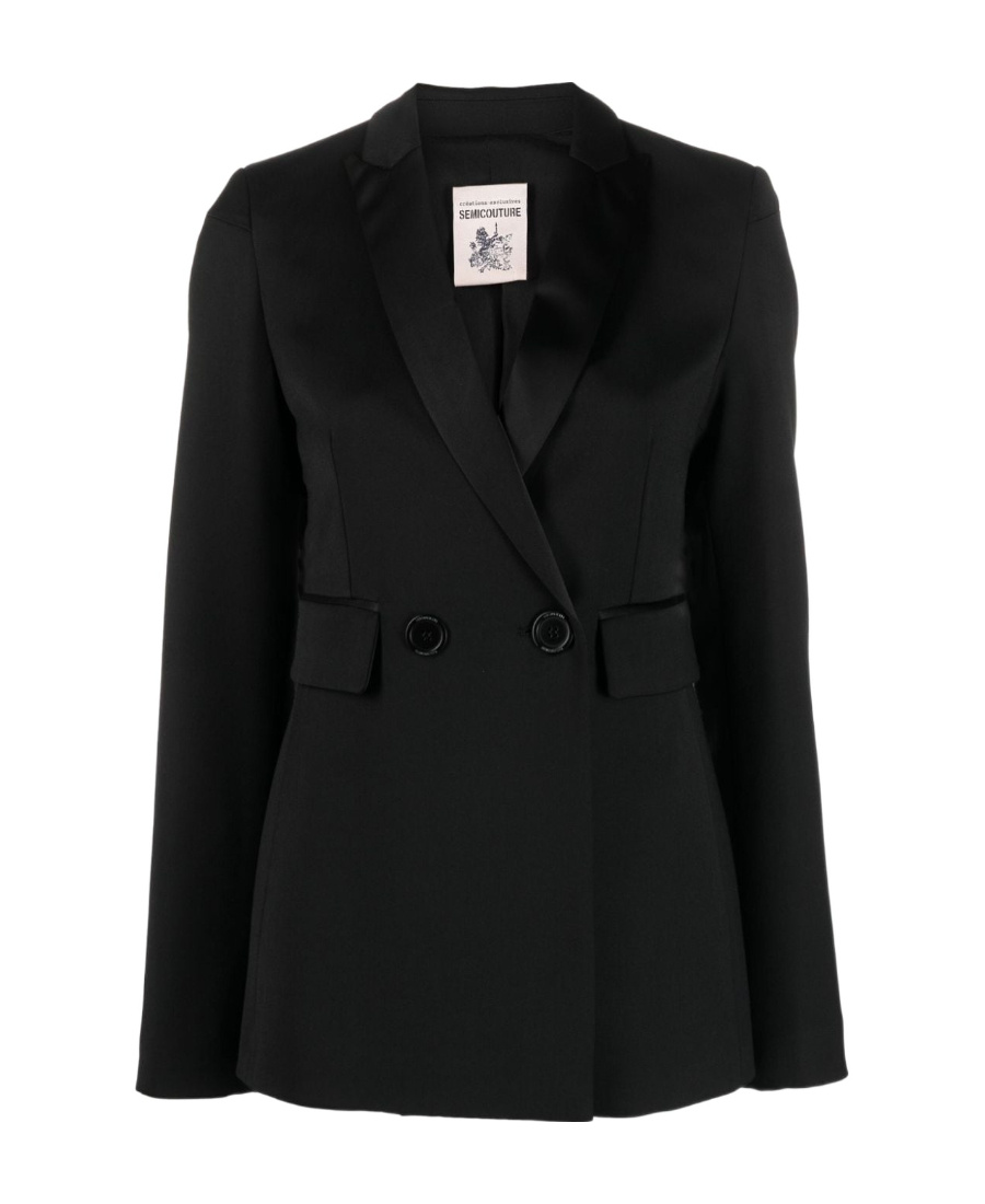 Semicouture Double-breasted Suit Jacket In Black