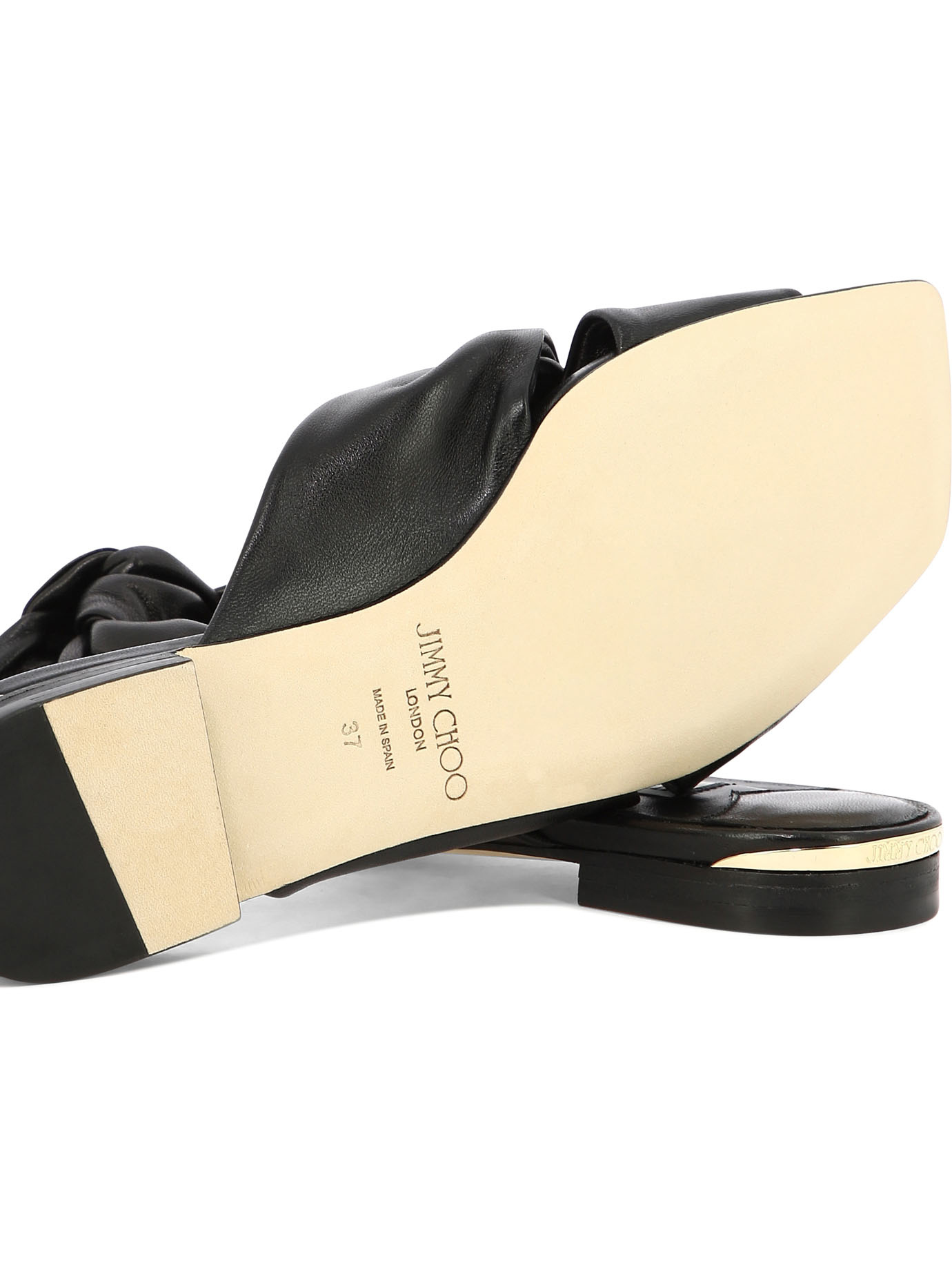 Jimmy Choo Womens Black Avenue Knot-embellished Leather Mules In Black