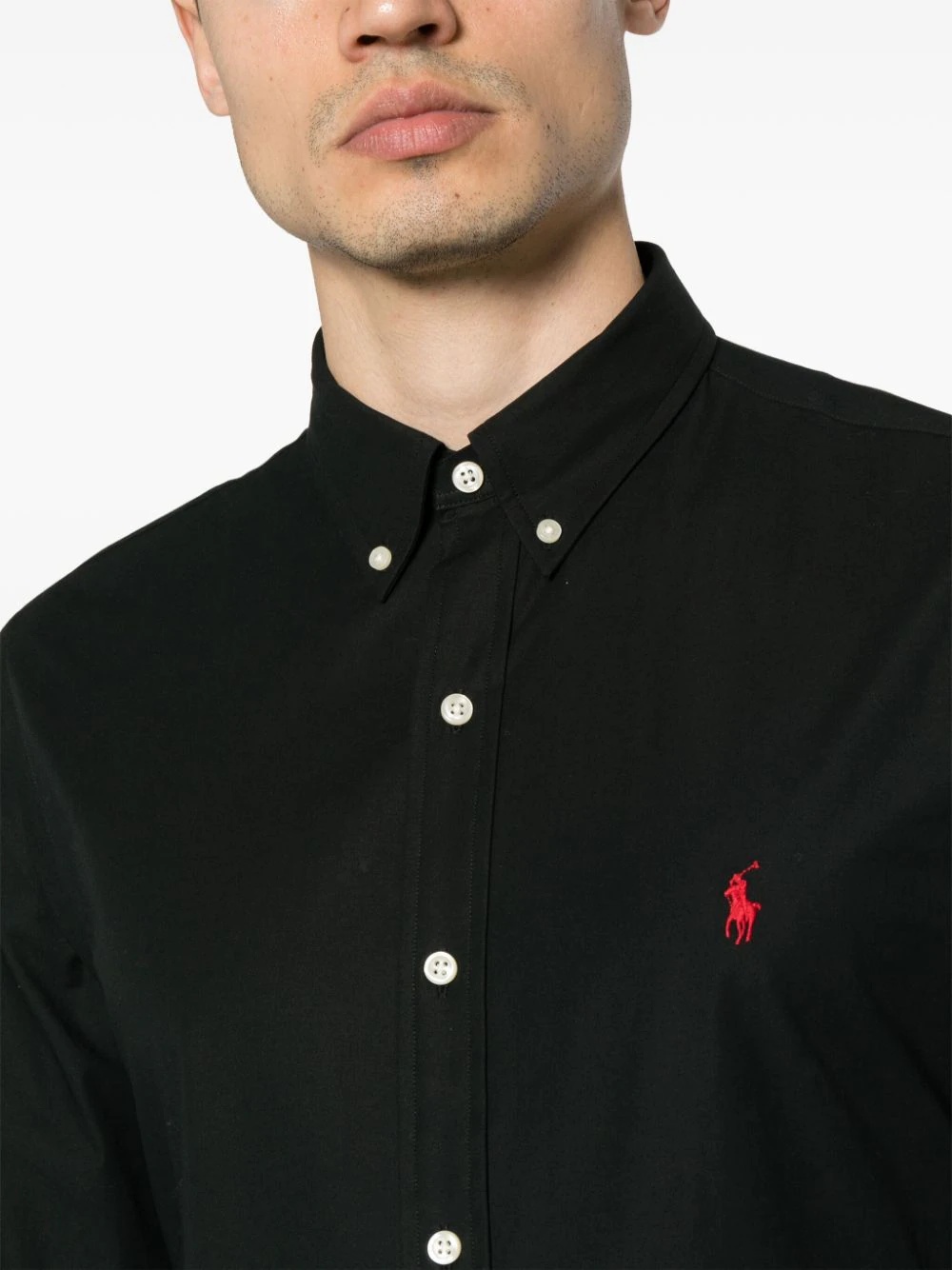 Polo Ralph Lauren Black Shirt With Pony Embroidery In Black