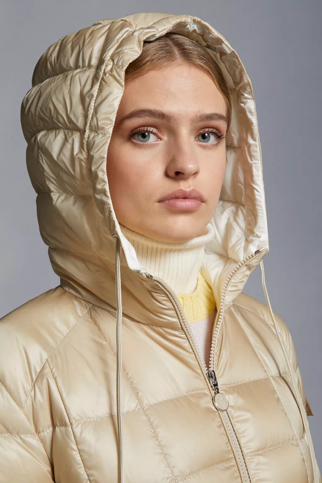 Moncler Amintore Hooded Down Coat In Nude