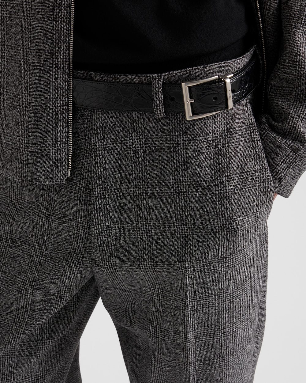 Prada Wool Belt-loop Casual Pants In Gray