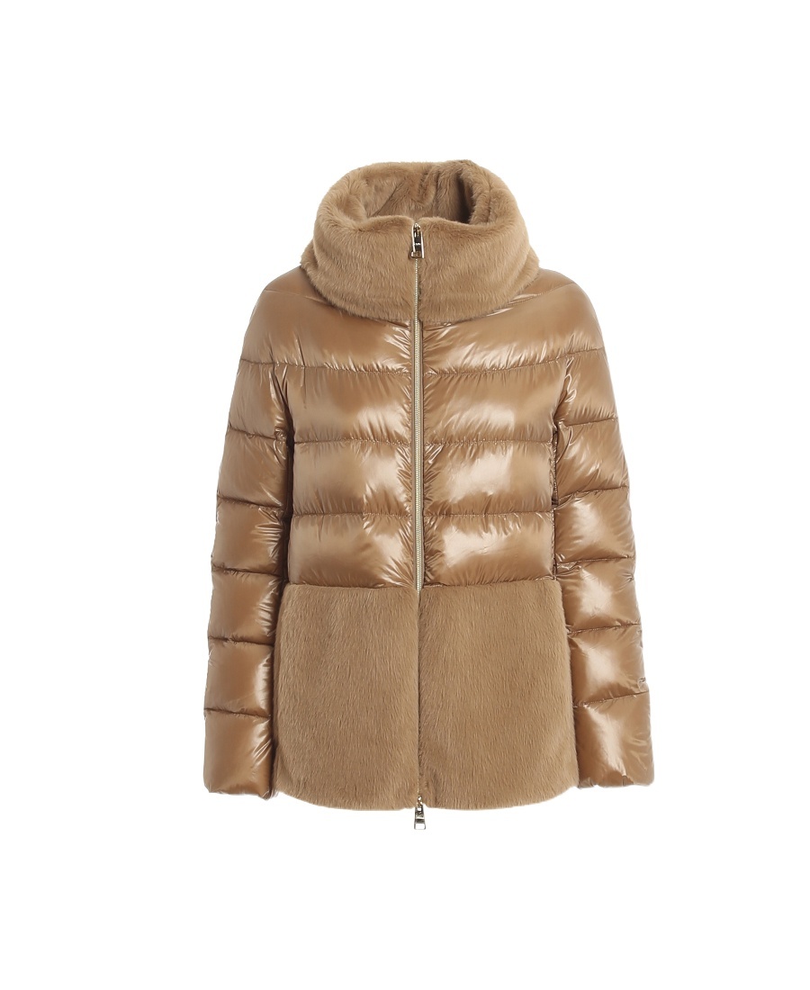 Herno Panelled High-neck Puffer Jacket In Brown