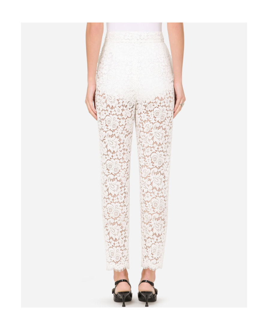 Dolce & Gabbana Lace Straight-leg Trousers In White