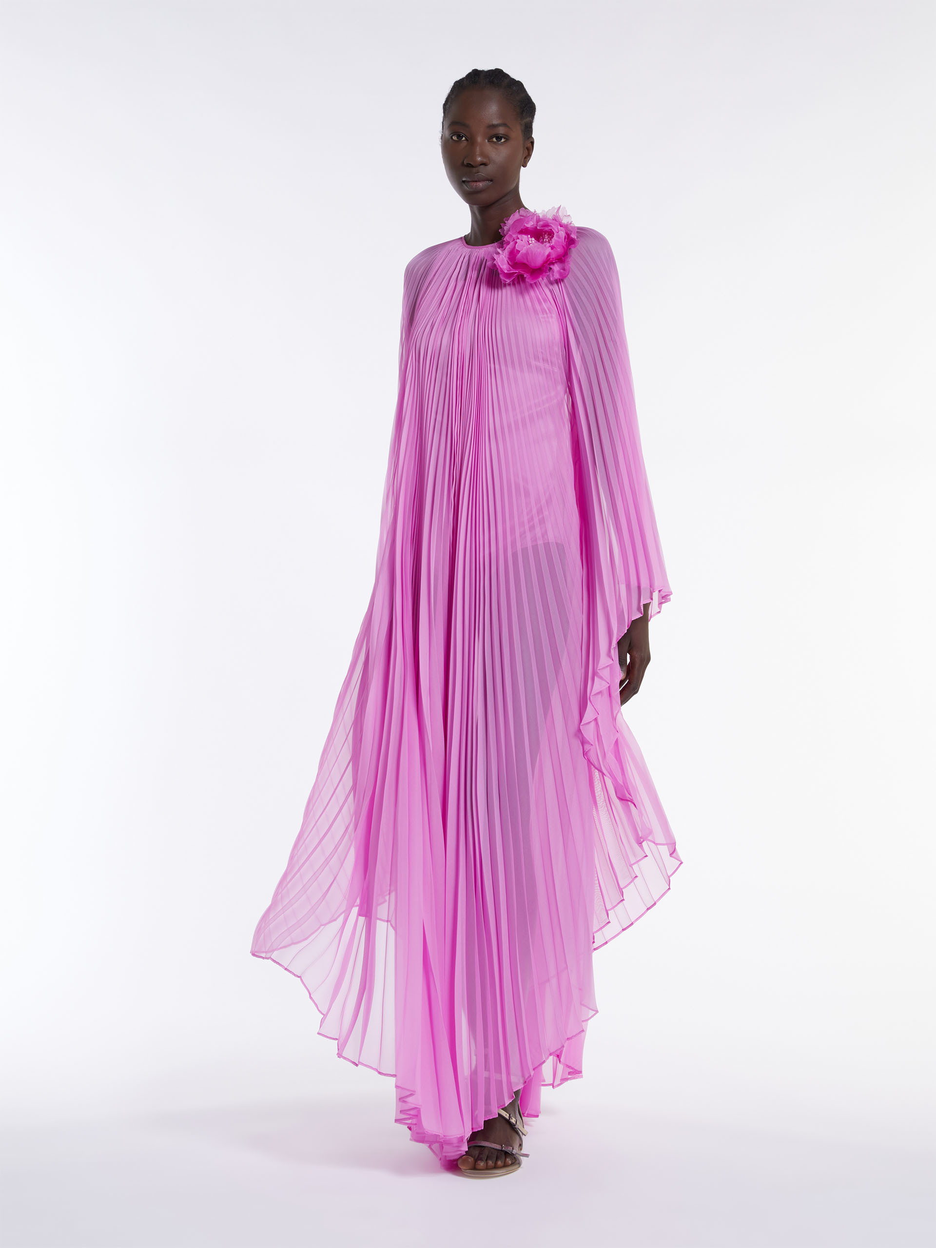 Max Mara Pleated Blouse Dress In Pink