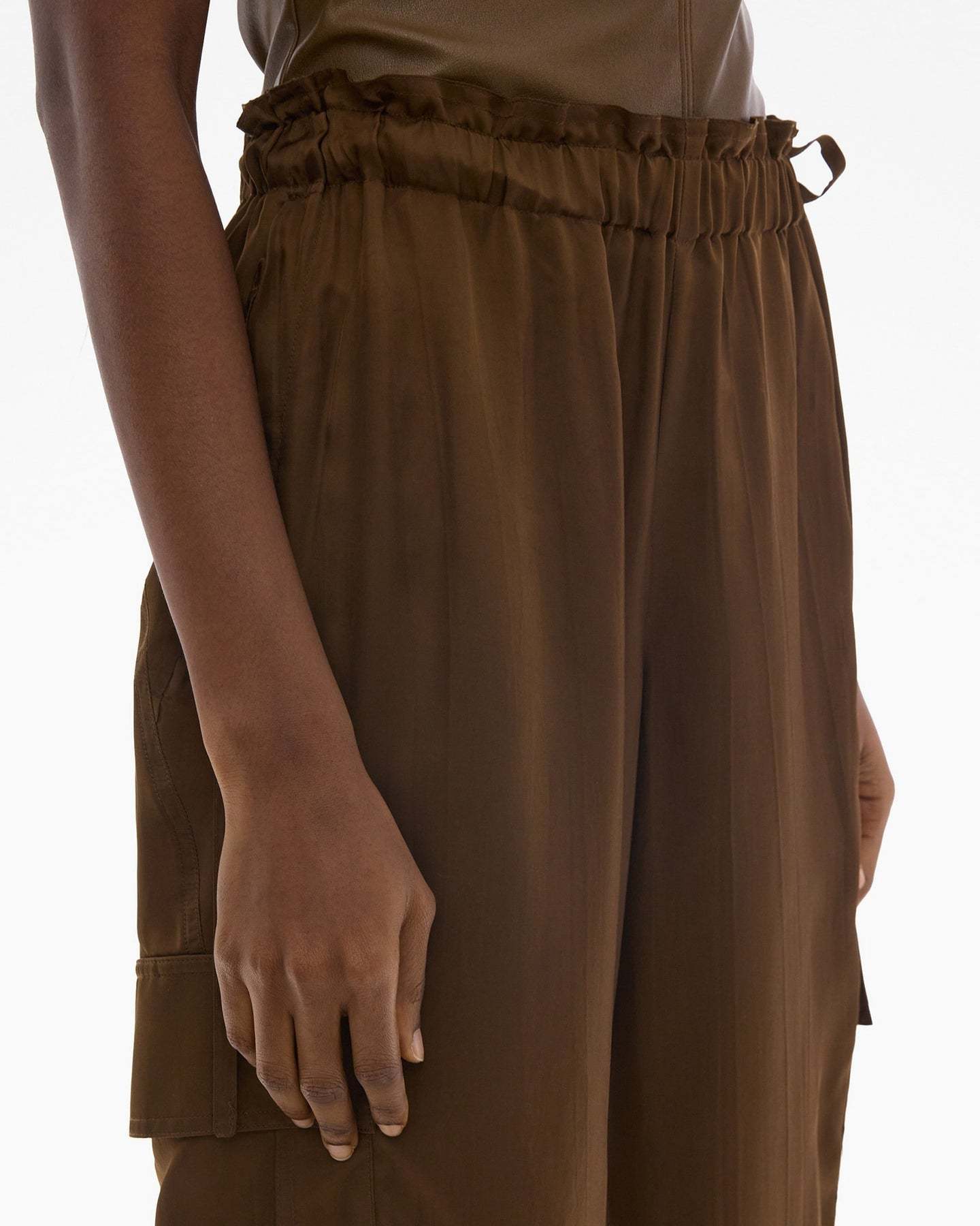 Helmut Lang Pull-on Wide-leg Cargo Pants In Brown