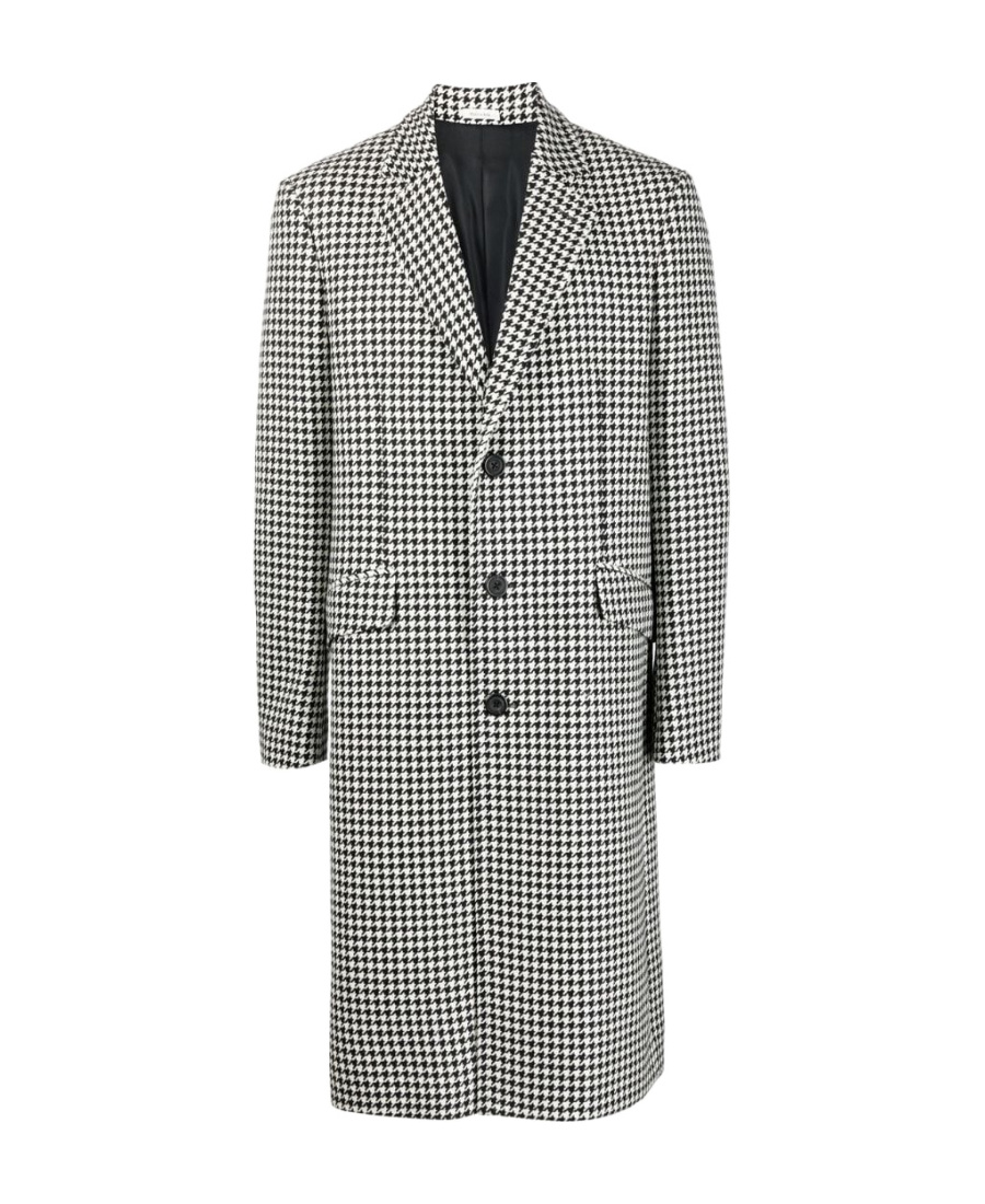 Alexander Mcqueen Houndstooth Single-breasted Coat In Gray