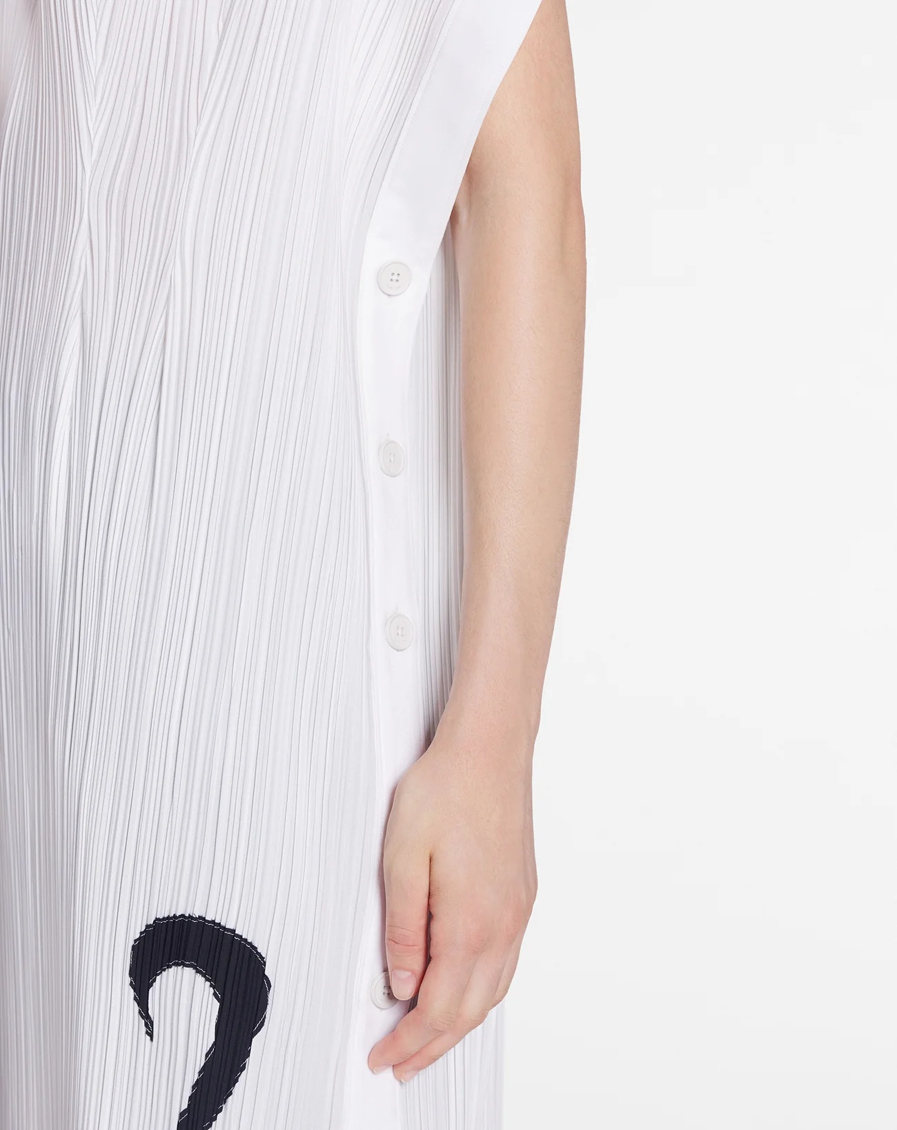 Lanvin Sleeveless Plisse Midi Dress In White