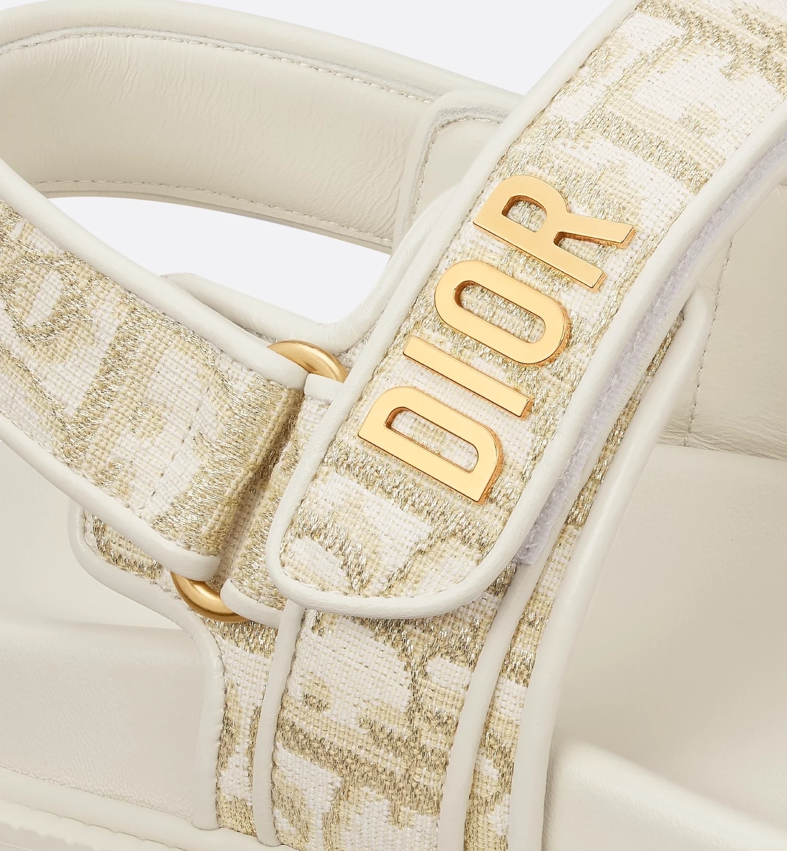 Dior Flat Open Toe Sandals With Textured Sole In White