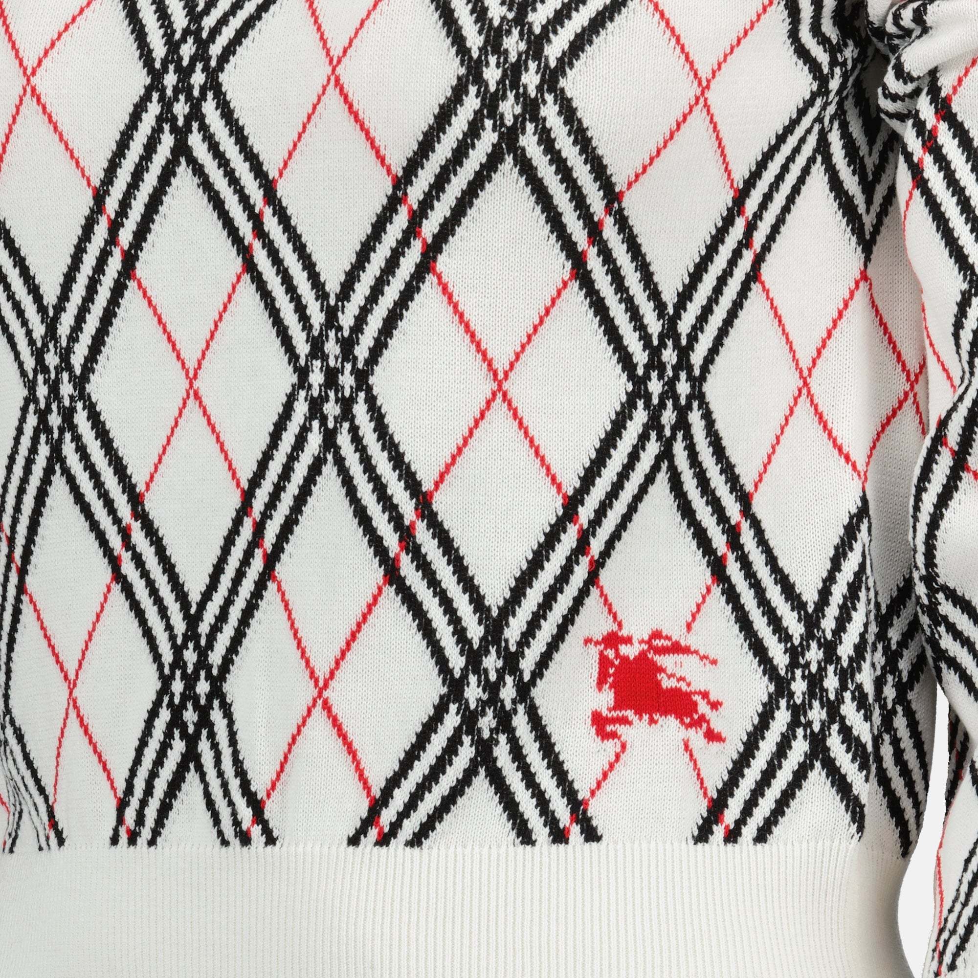 Shop Burberry Checked Knit Jumper