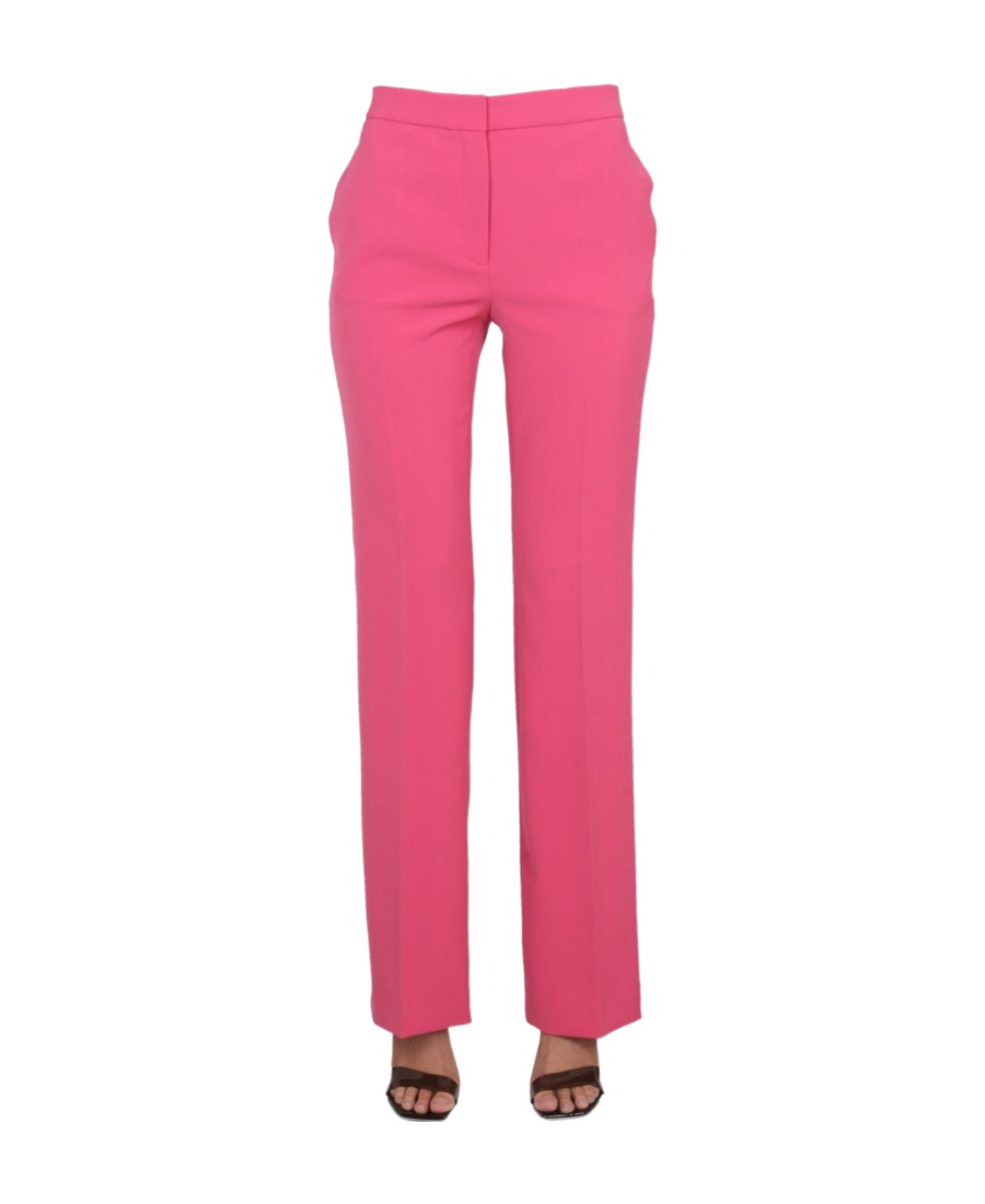 Moschino High-waisted Straight Leg Trousers With Belt Loops In Pink