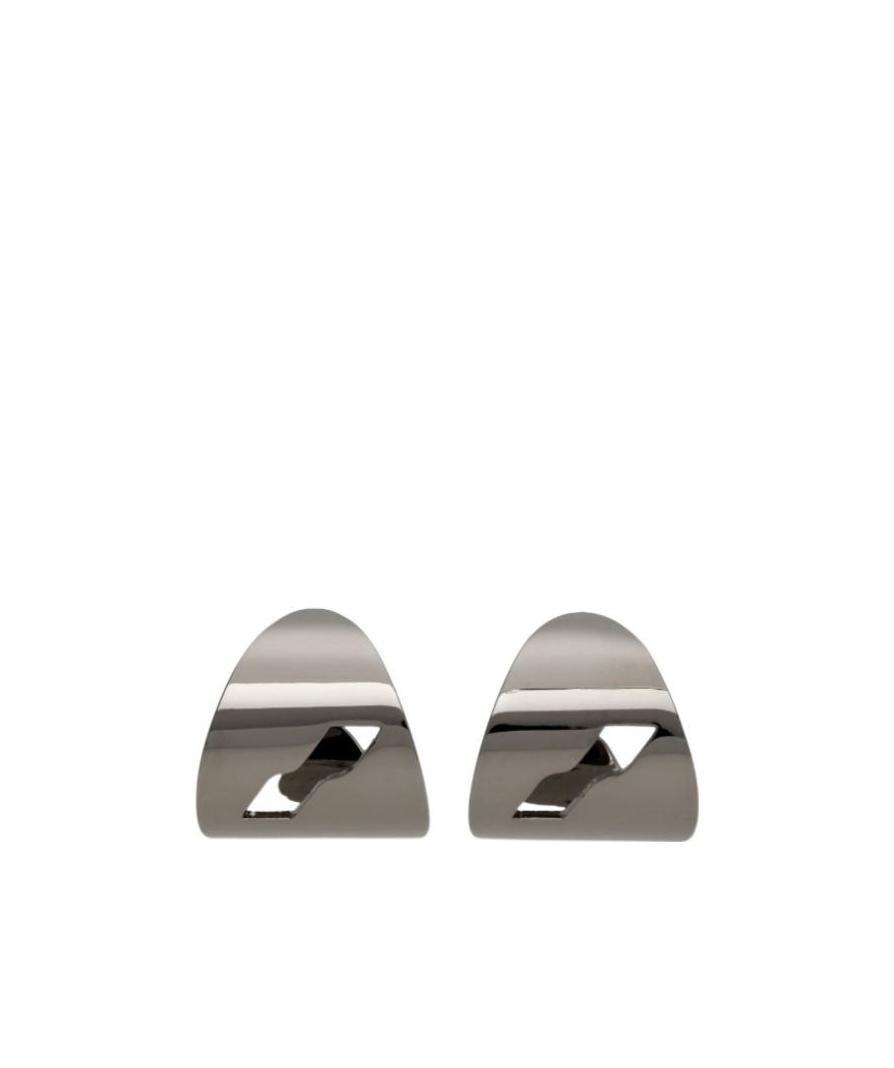 We11 Done Gunmetal Logo Motif Earrings In Gray