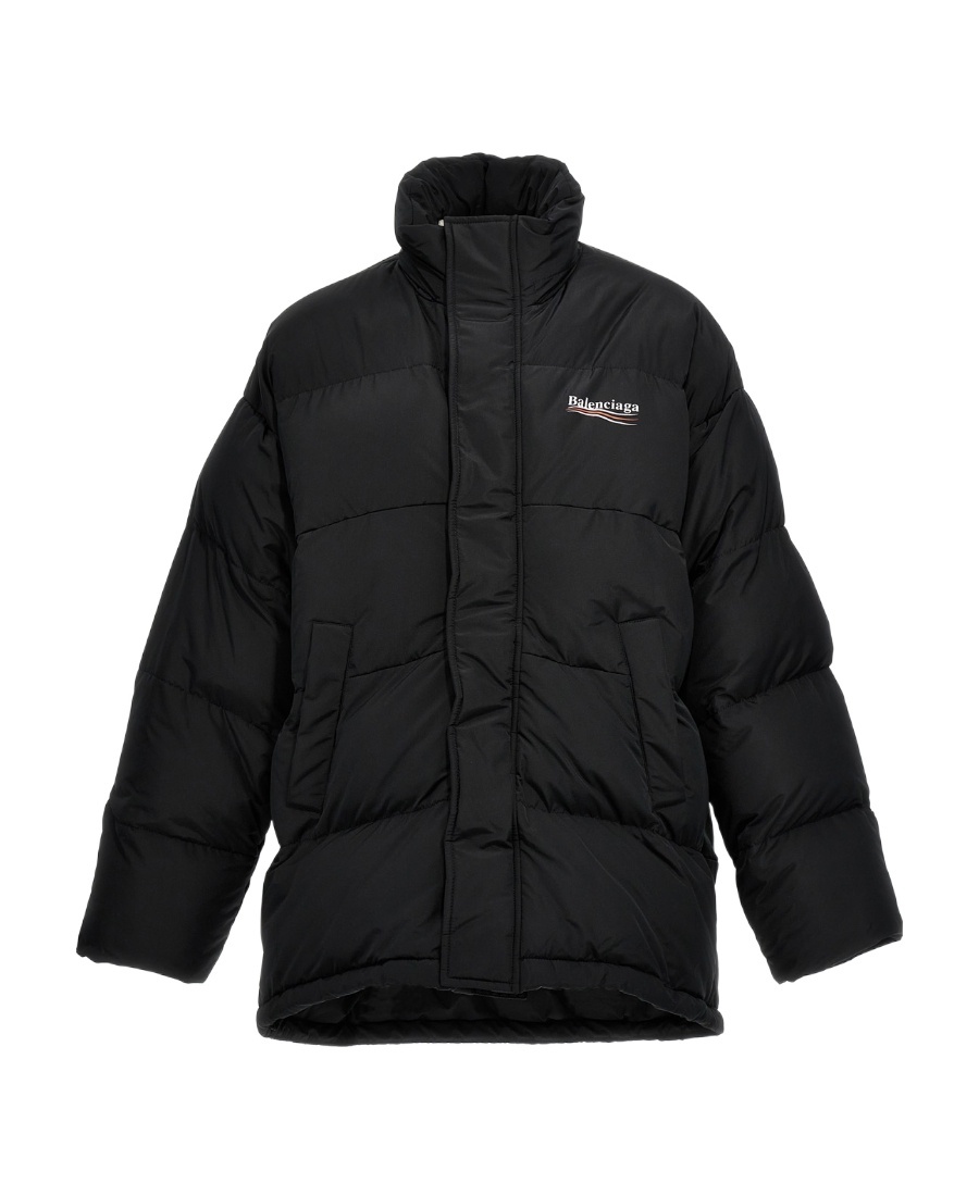 Balenciaga Logo-print Padded Jacket In Black