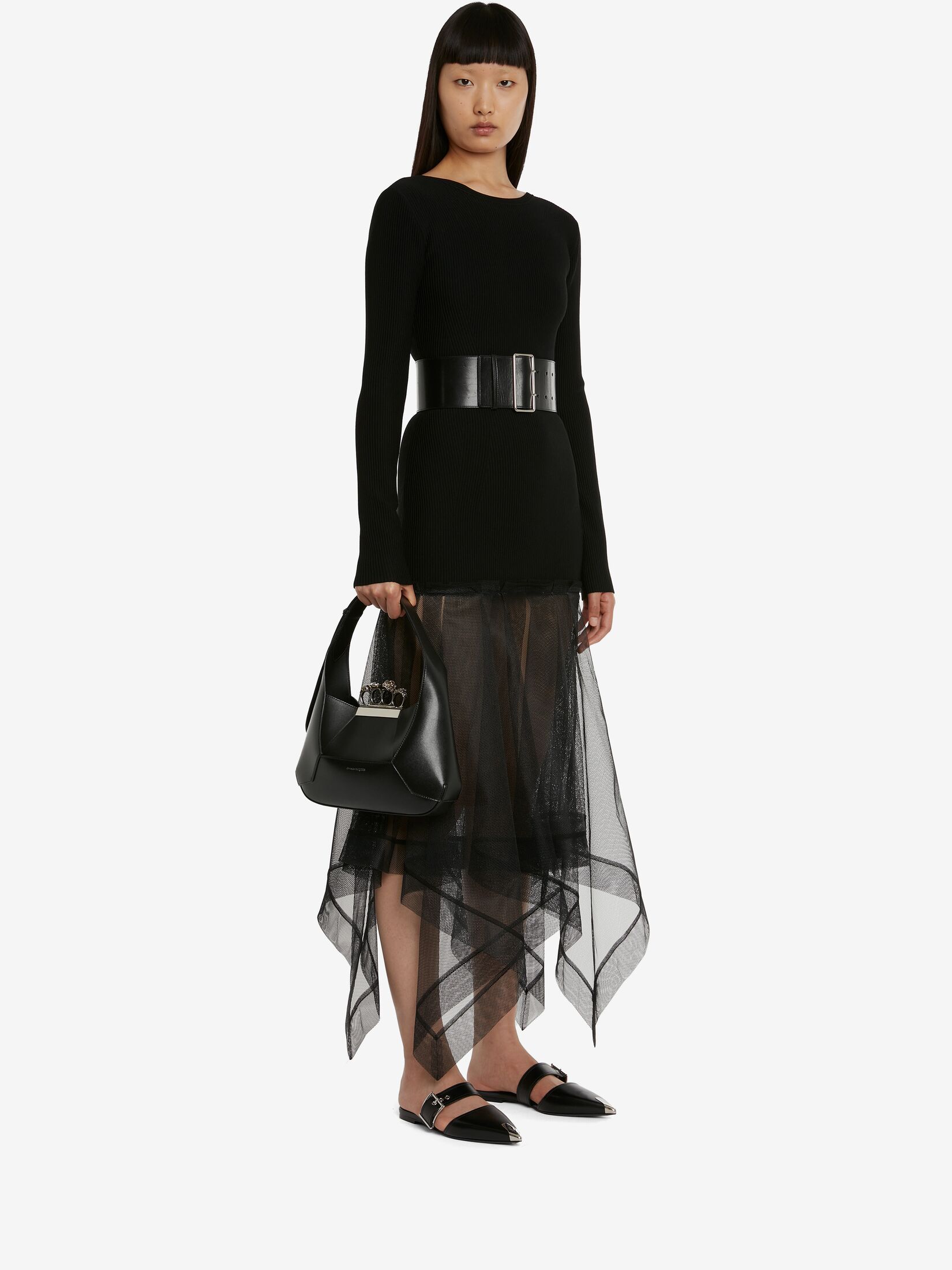 Alexander Mcqueen Mini Jewelled Leather Hobo In Black
