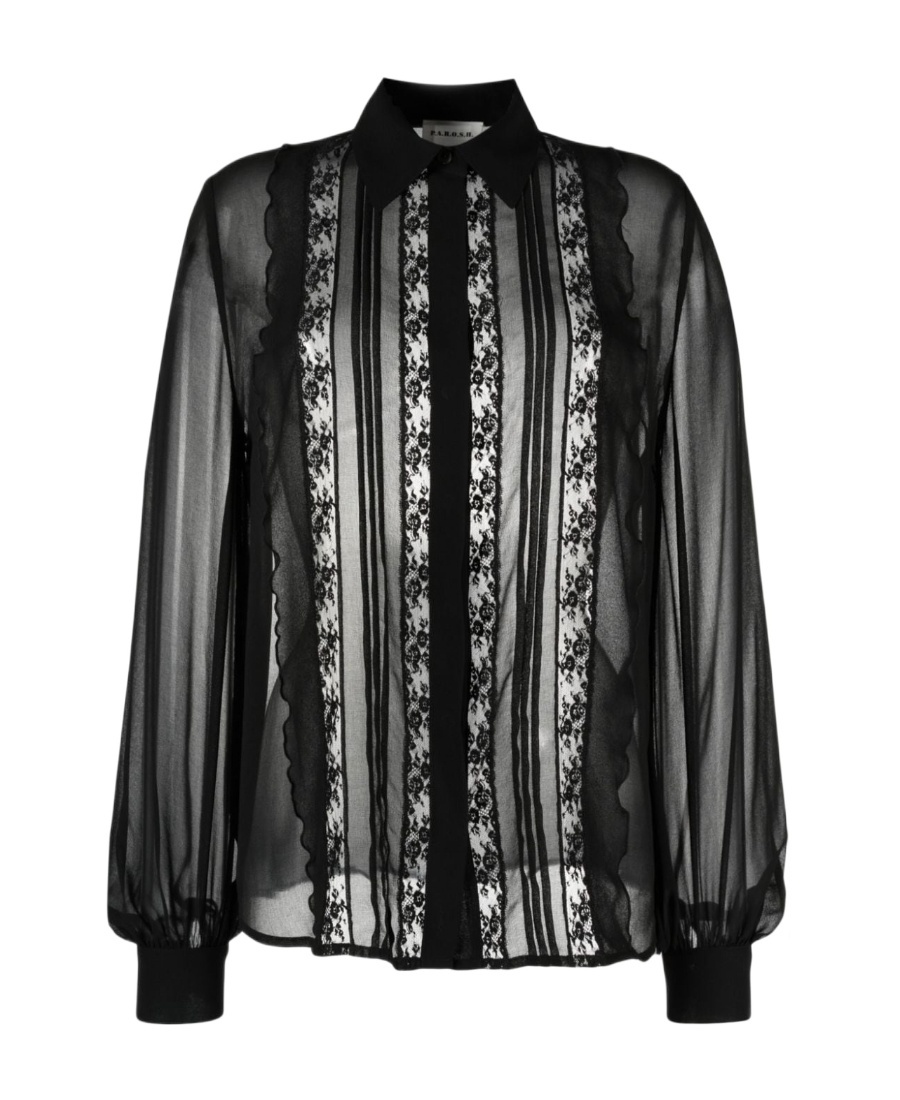 P.a.r.o.s.h Black Shirt With Lace Details In Black