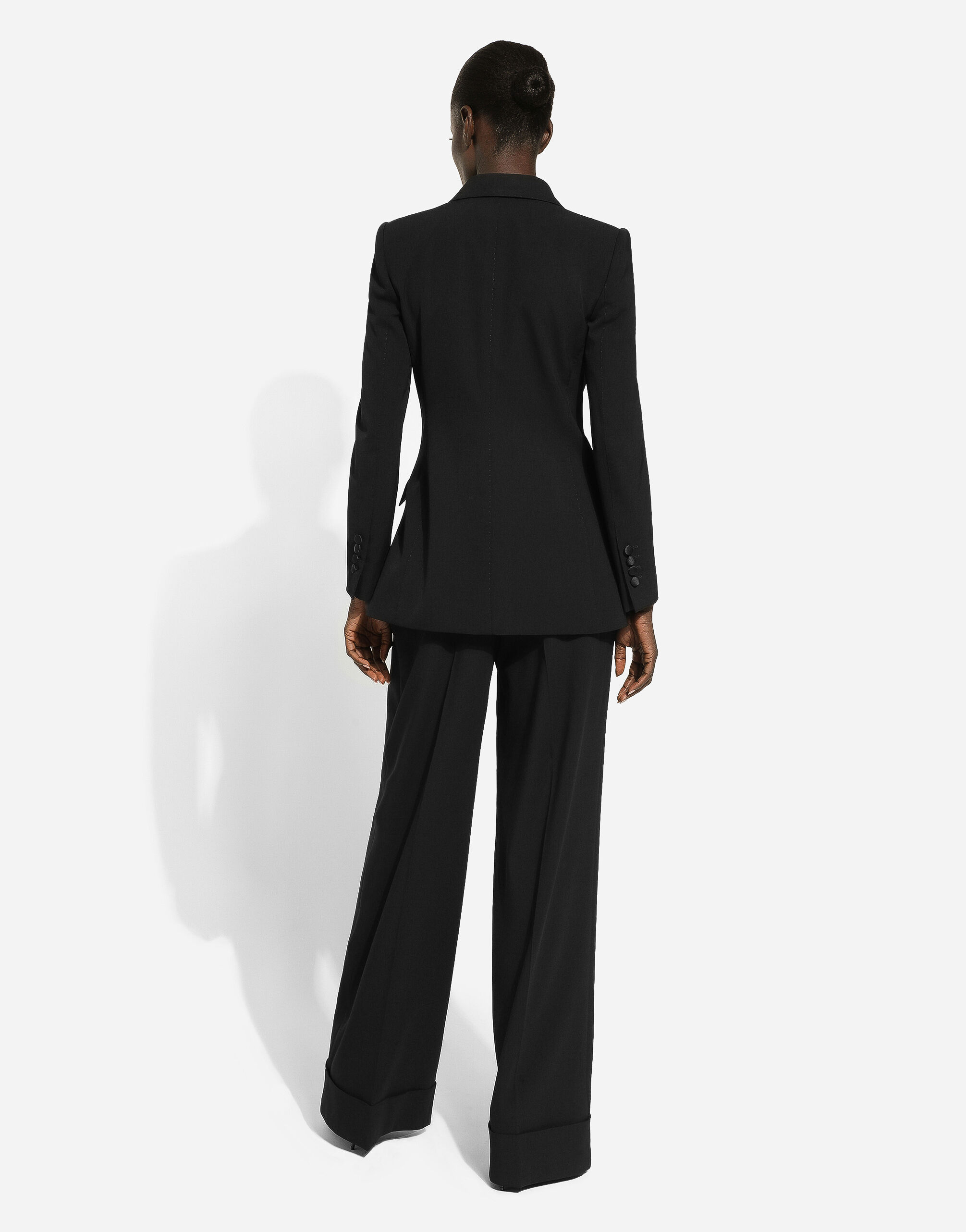 Dolce & Gabbana Double-breasted Jacket With Applied Flower In Black